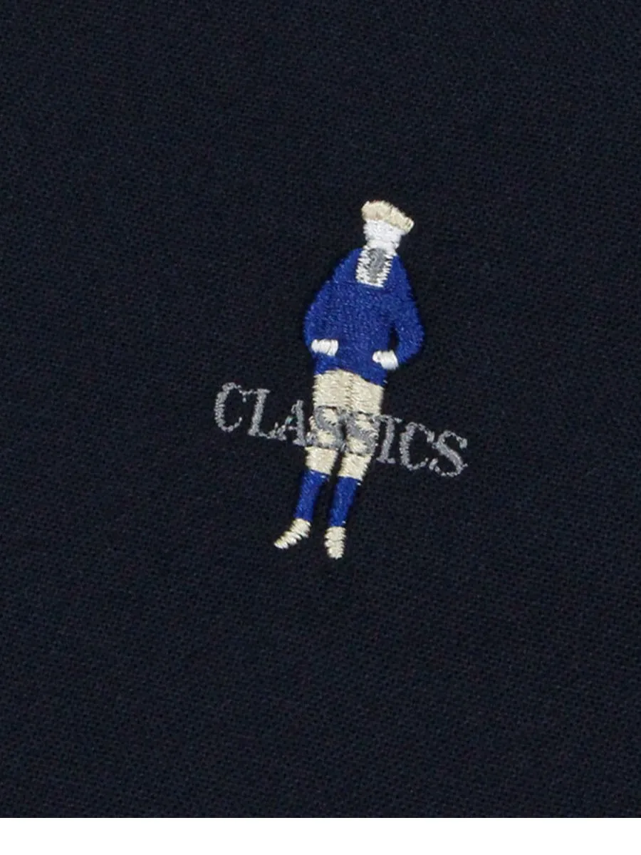 GIORDANO Women's Embroidery Oxford Shirt (Classic Man) Navy