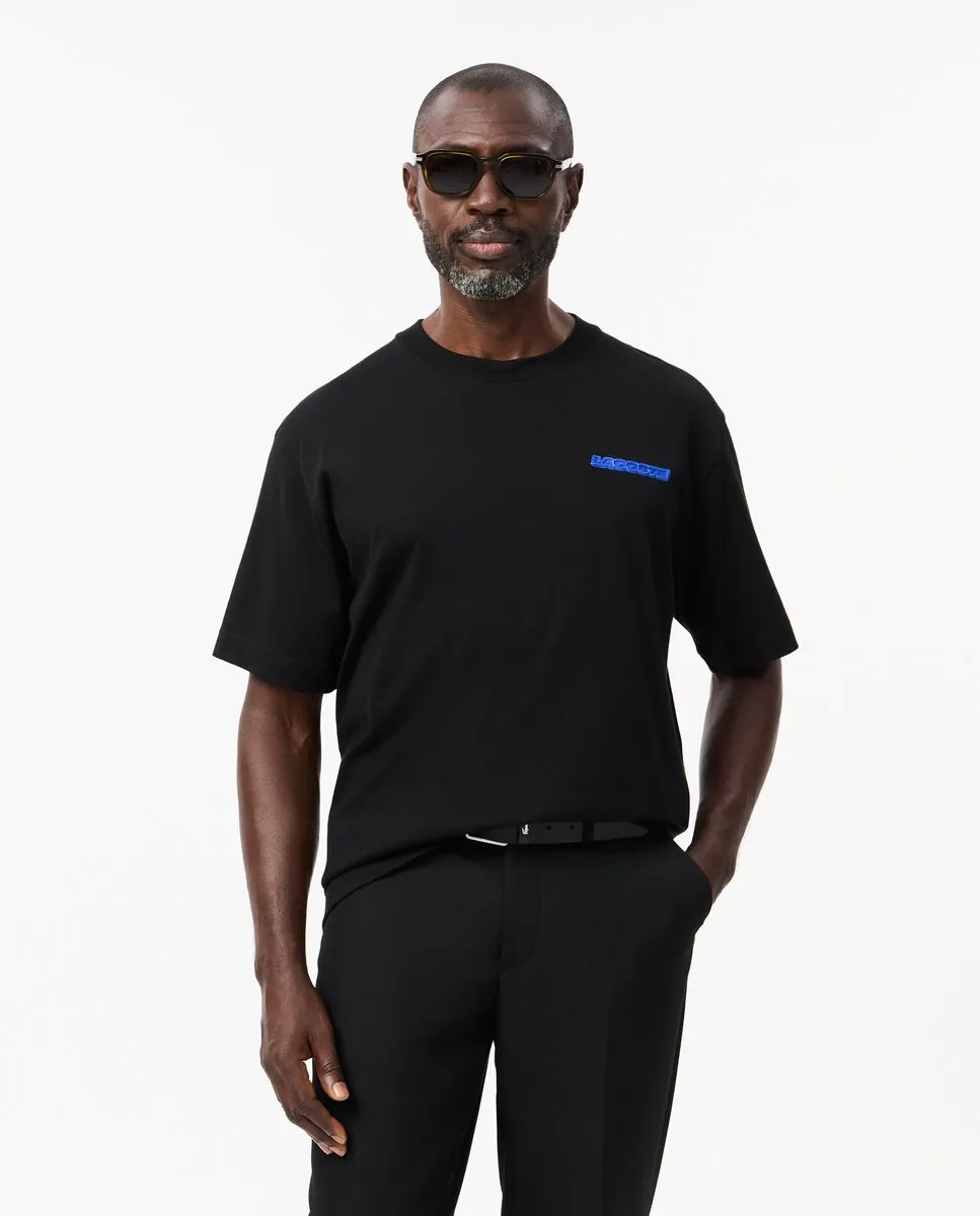 LACOSTE Loose Fit Floral Print T-shirt Black