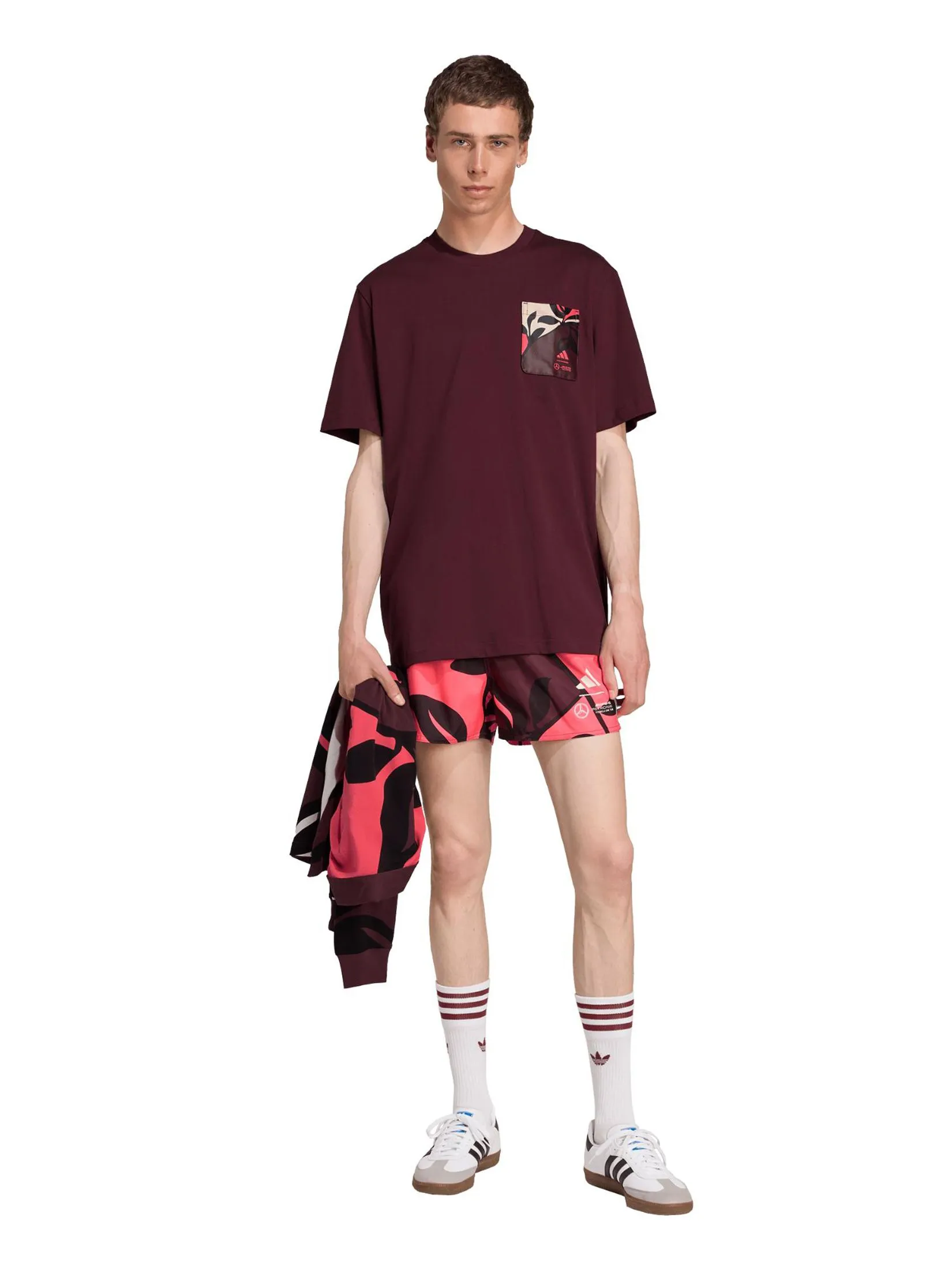 ADIDAS Men T-Shirt Mercedes - AMG Petronas Formula One Team Summer Red / Aurora Ruby