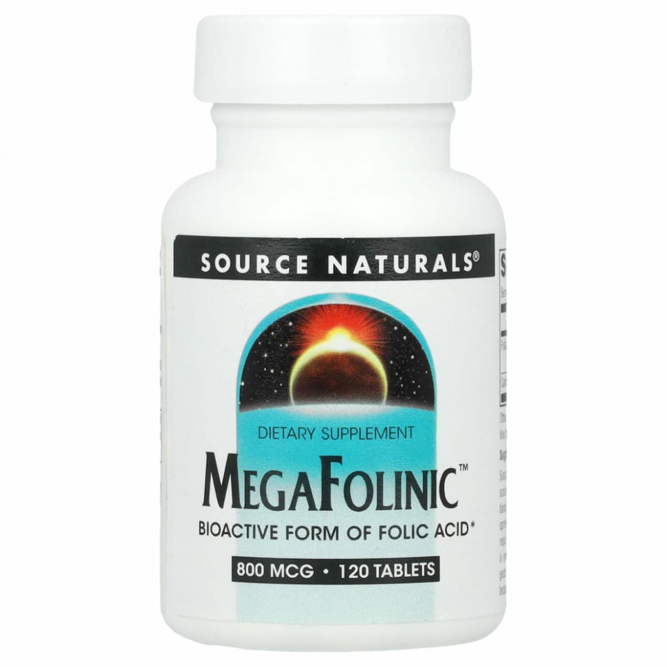 Source Naturals, MegaFolinic, 800 мкг, 120 таблеток