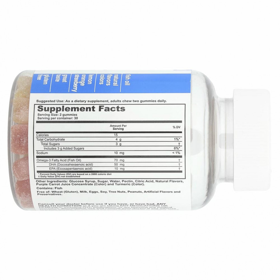 T-RQ, Omega-3, DHA + EPA, Lemon, Orange, Strawberry, 60 Gummies