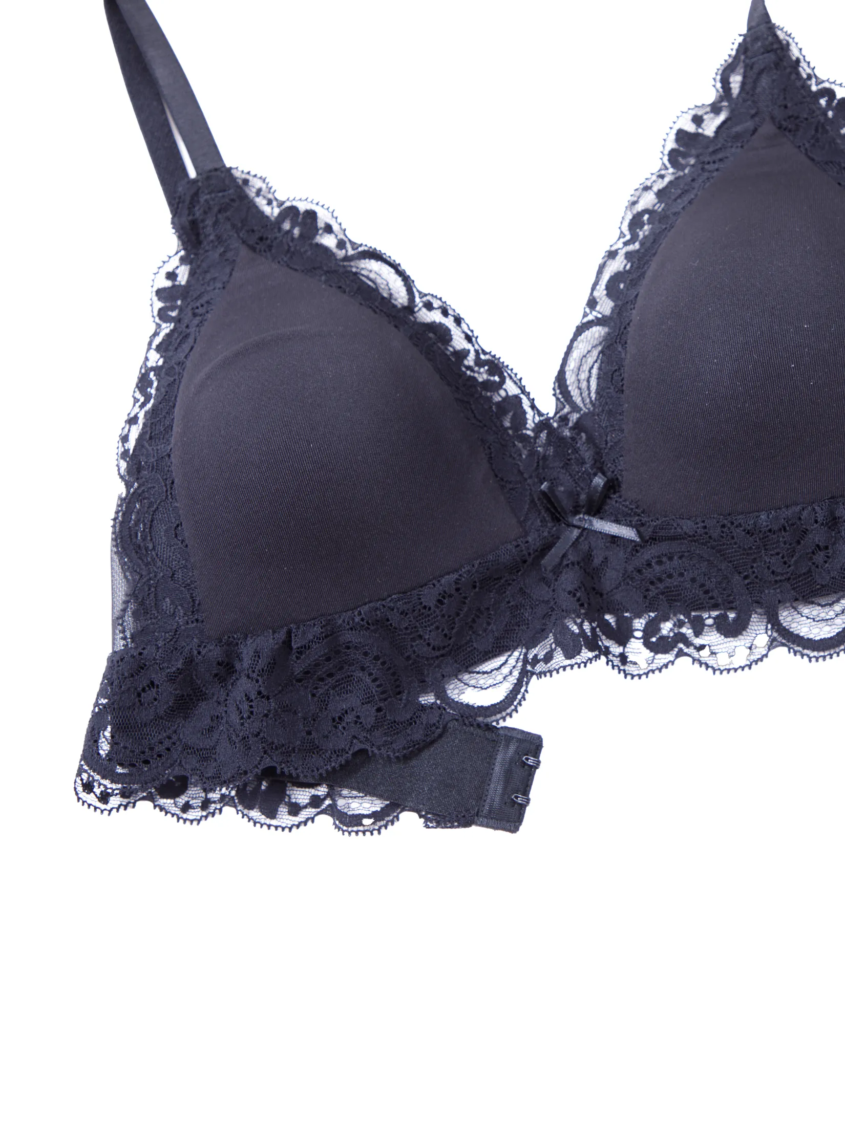 BSC LINGERIE Women's Wireless Bra with Removable Padding Triangle Cups BB3583BL – Black