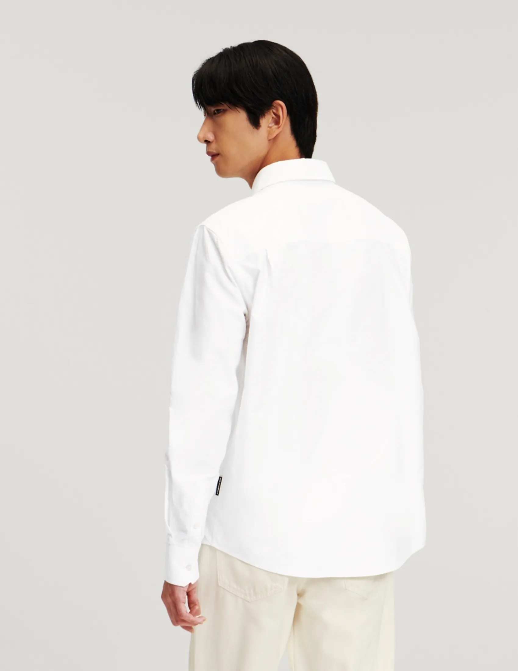 KARL LAGERFELD RTW-1 LOGO OXFORD MEN SHIRT WHITE