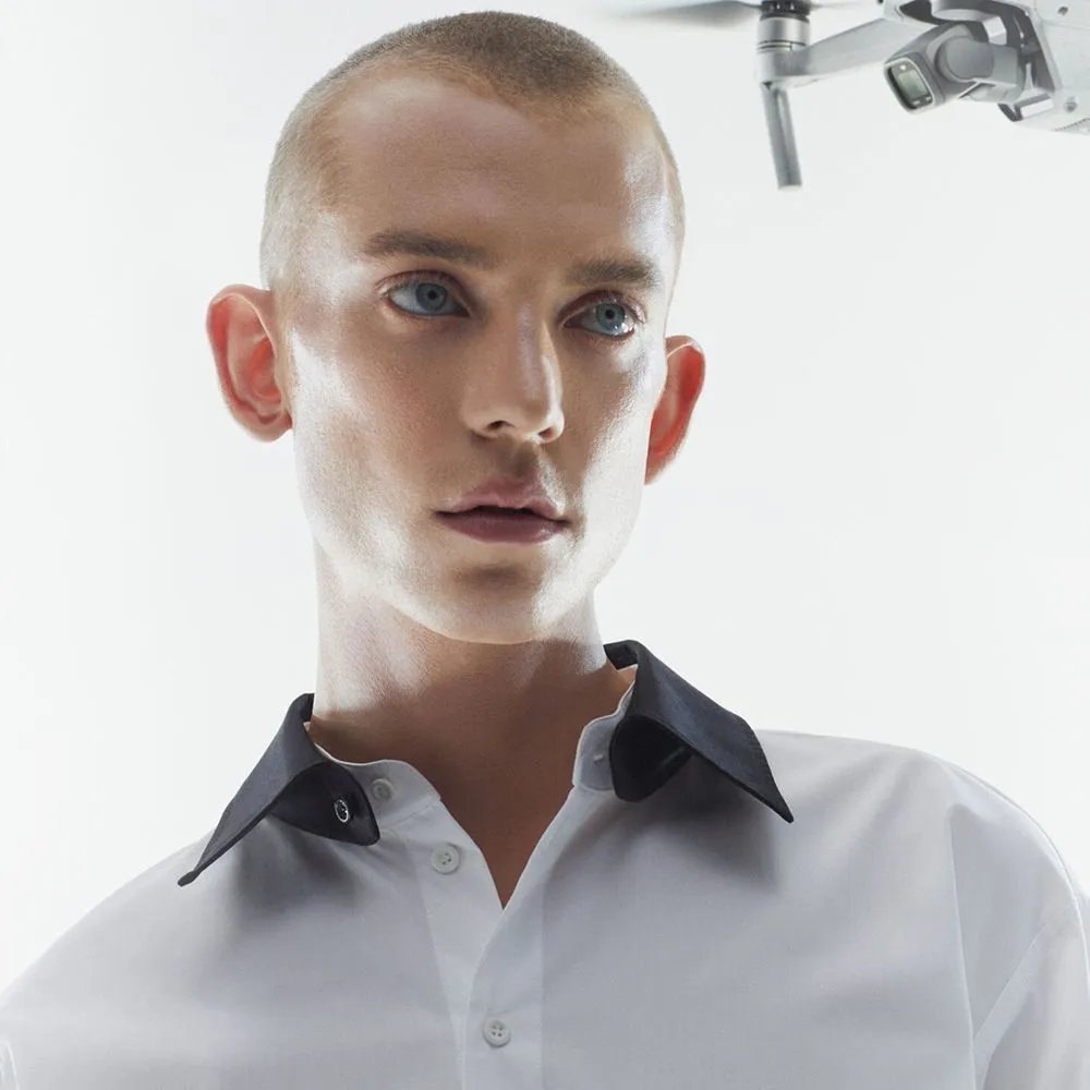 KARL LAGERFELD CARA LOVES KARL DETACHABLE COLLAR SHIRT WHITE/BLACK