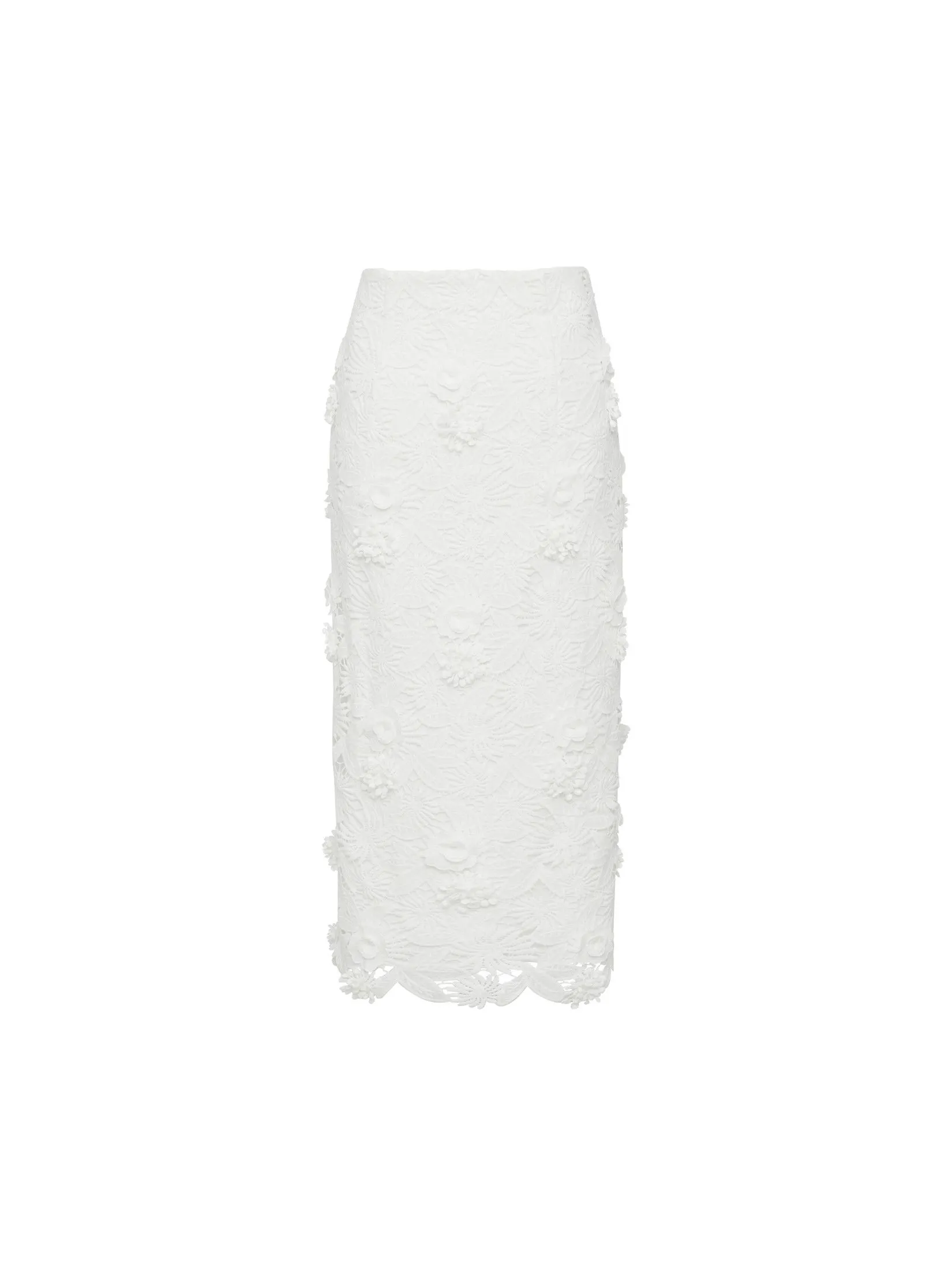 ASAVA (AW24) Daniella Floral-lace Women Pencil Skirt White