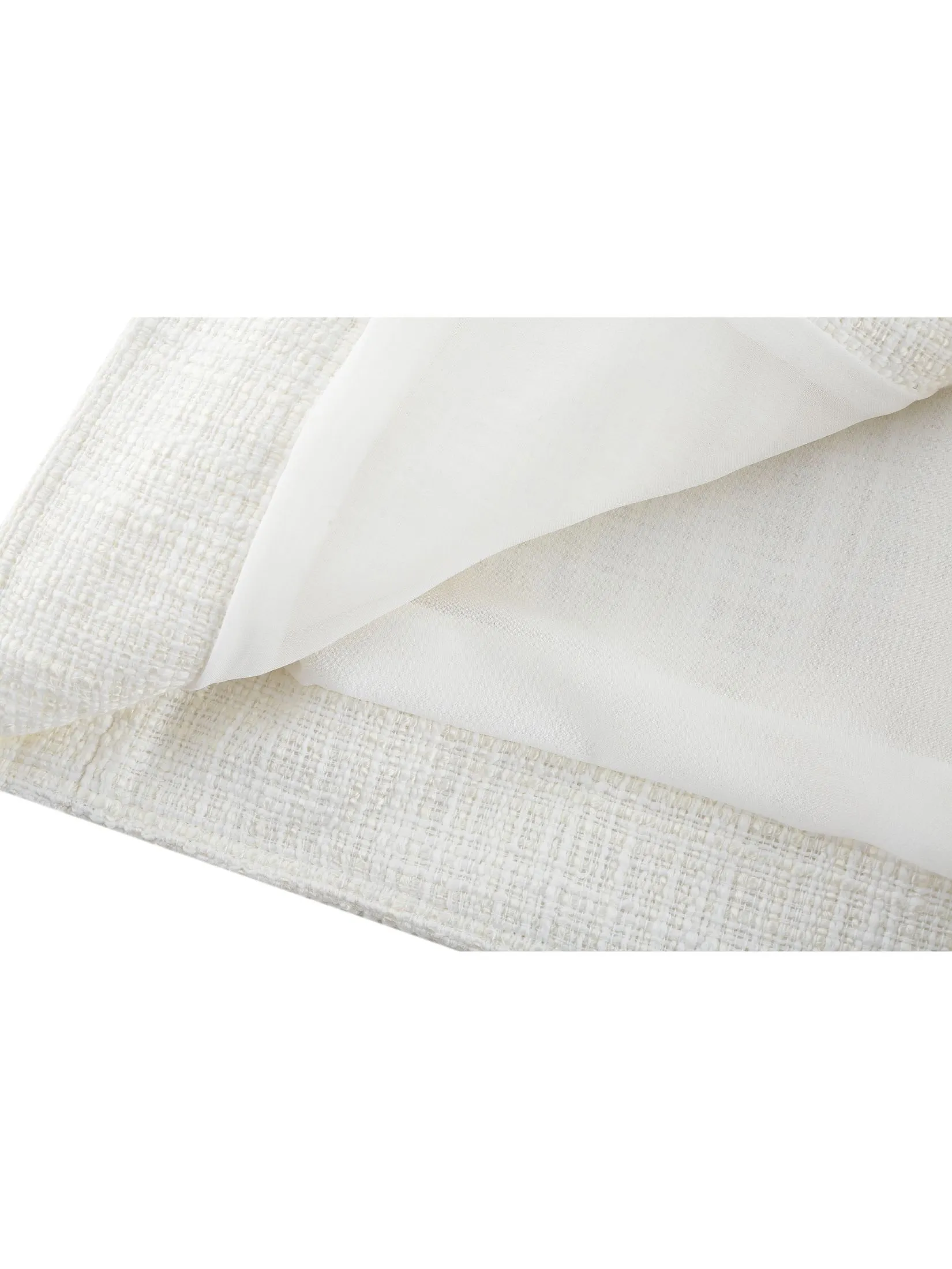 G2000 Women Clothing Cotton Blend Tweed Round Neck Jacket Easy Fit - Off-White