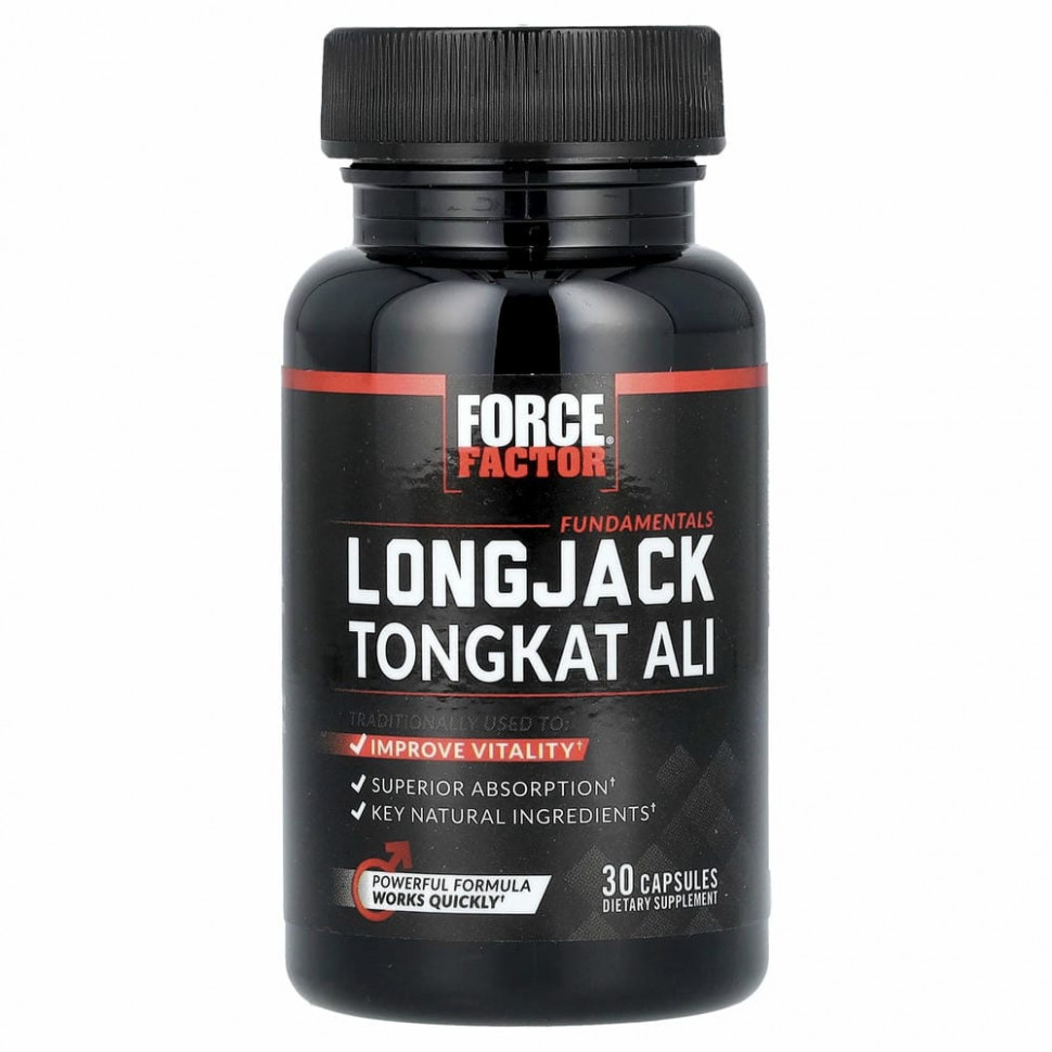Force Factor, Longjack Tongkat Ali, эврикома длиннолистная, 500 мг, 30 капсул