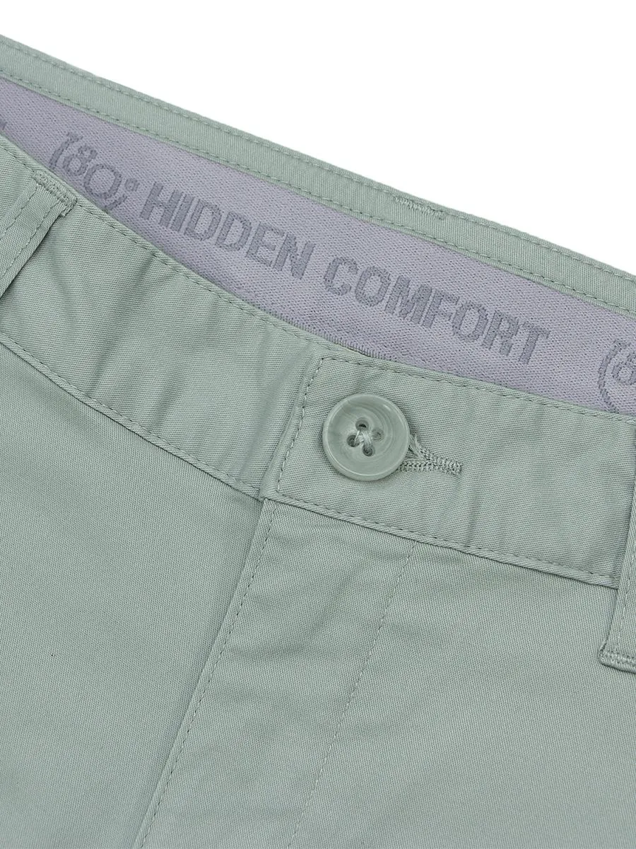 GIORDANO Women's Twill Mid-Rise Slim Fit Pocket Shorts (180 Elastic Waistband) Jadeite Green