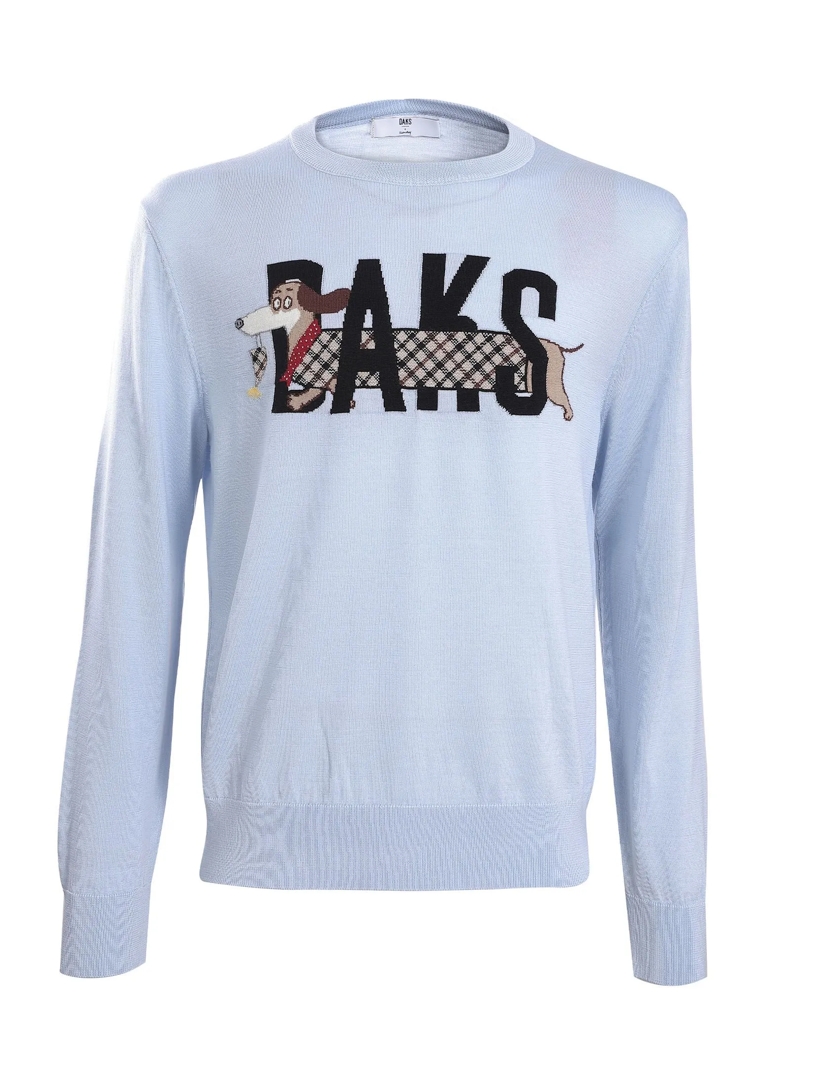 DAKS Men's DAKS Round Neck Long Sleeve Sweater Blue