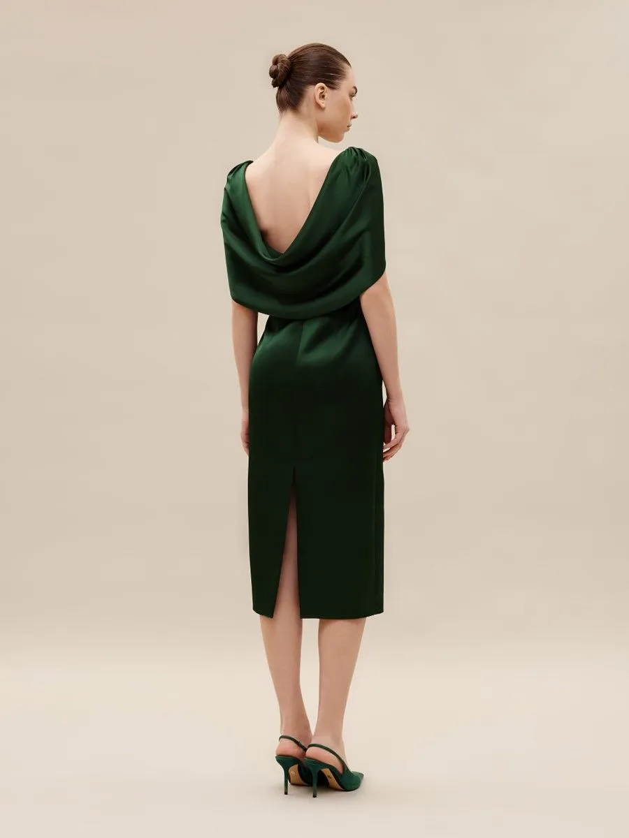 ASAVA ( SS24 )Tatiana Cape-sleeve Women Dress Green