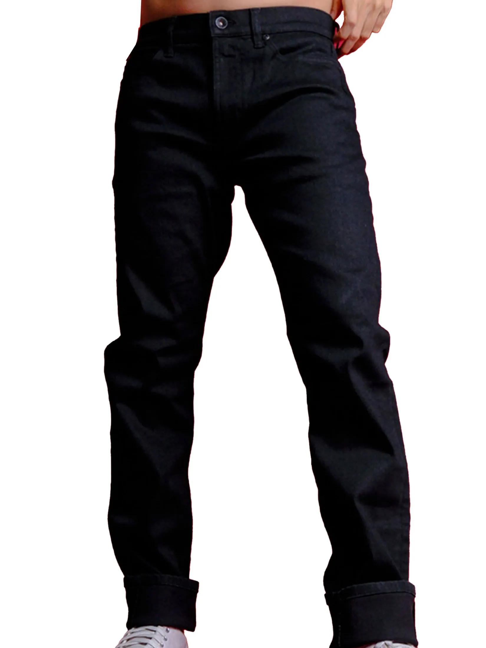 ERA-WON Men's Denim Slim Jeans Black legend