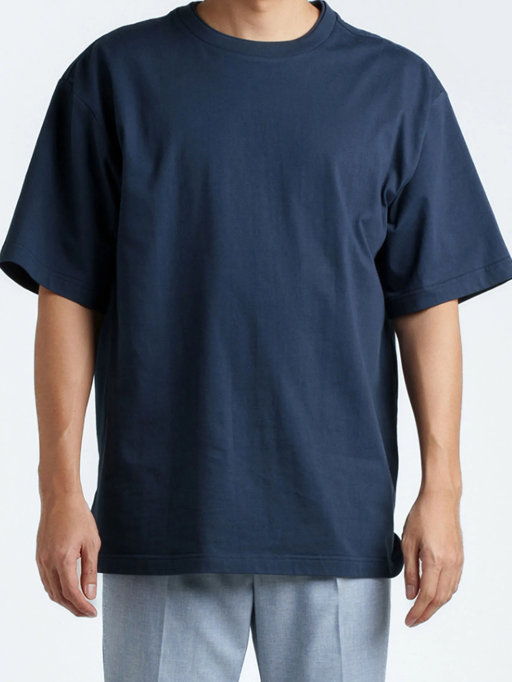 ERA-WON Men s Oversized T-Shirt Short Sleeves Navy