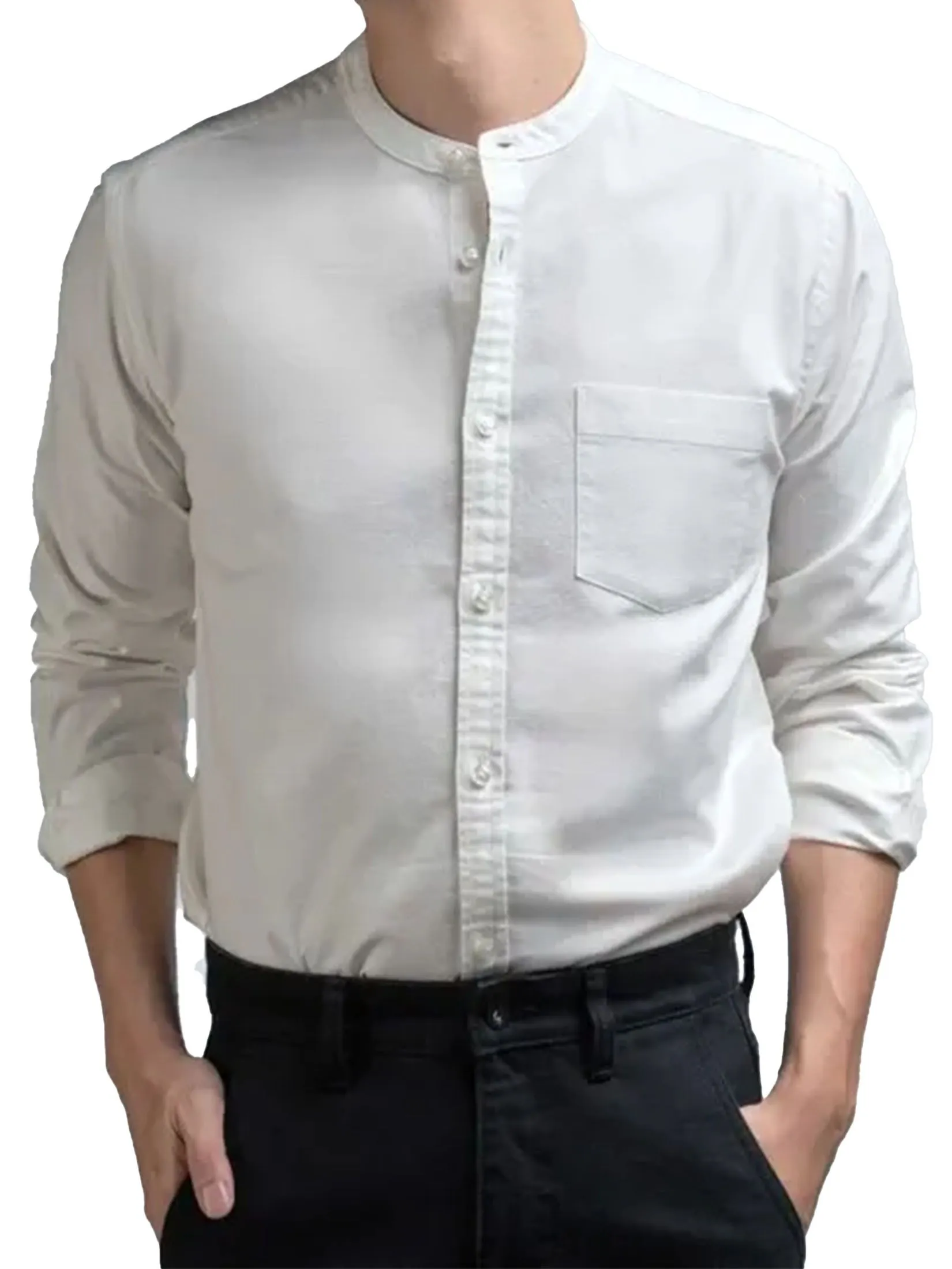 ERA-WON Men's Long sleeve Oxford Shirt Regular fit White