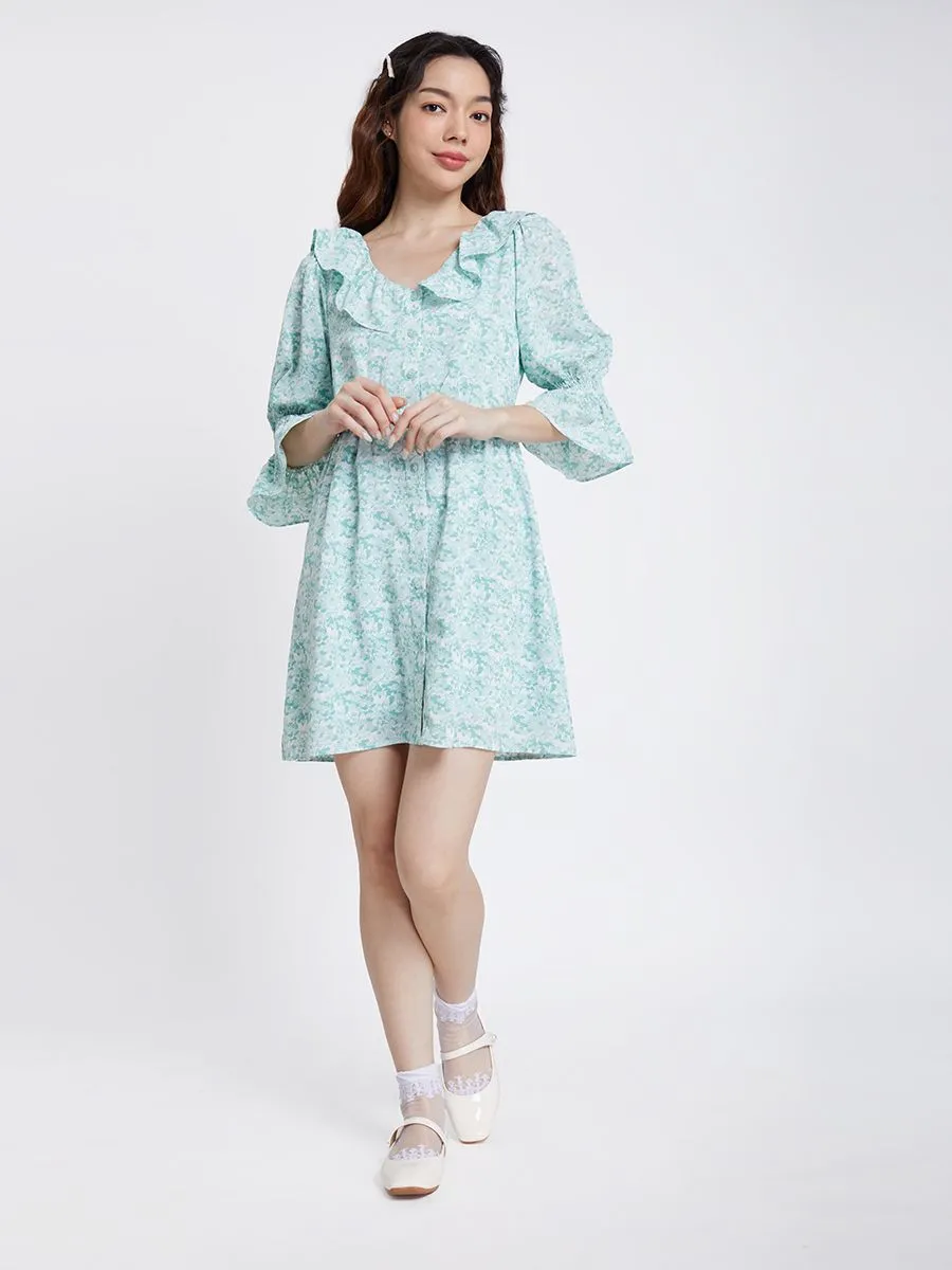 LOLITA Women Dress Puffed Sleeves Printed