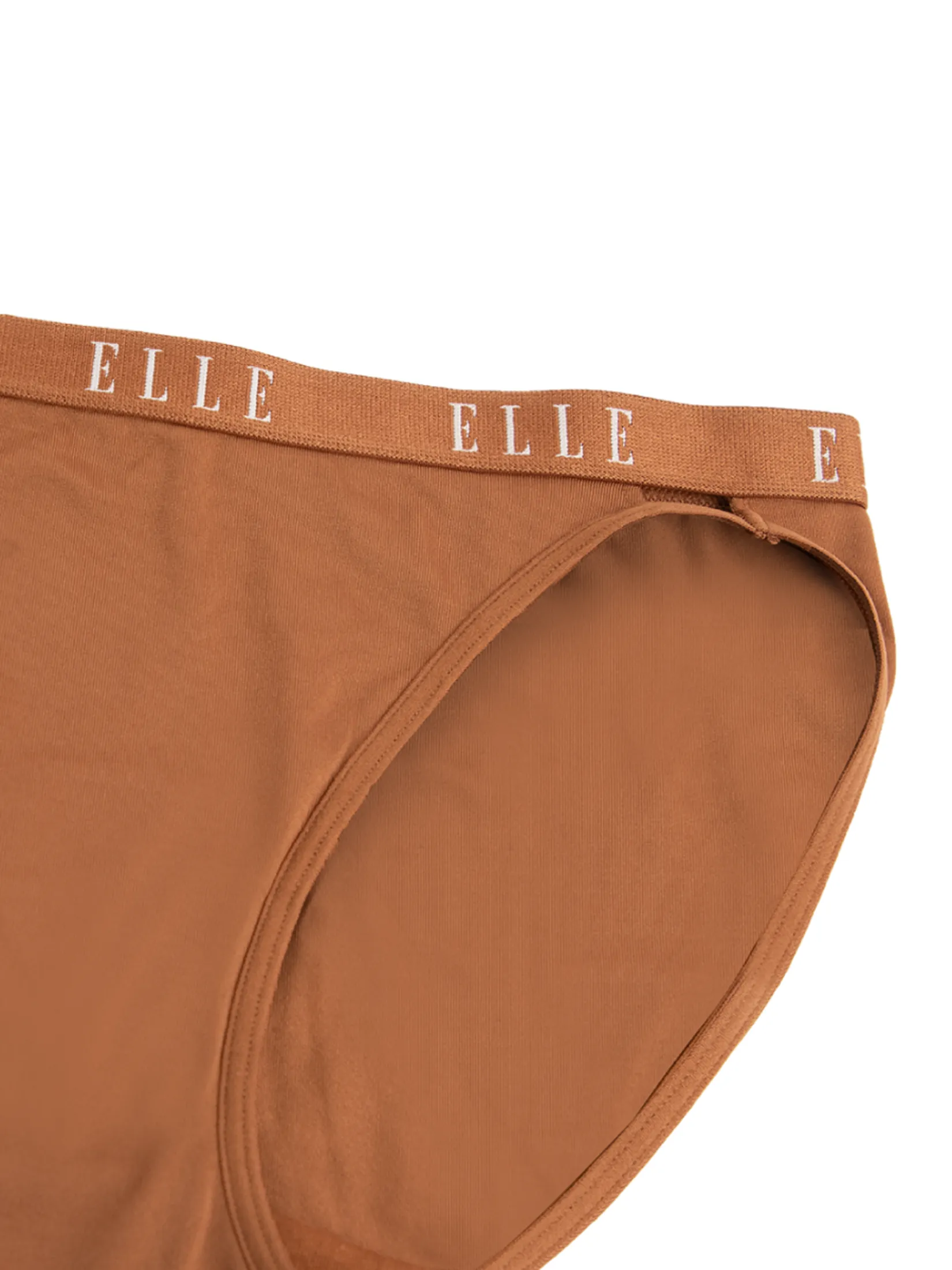ELLE LINGERIE Women Sexy Lowrise Panties woven elastic waistband ELLE LOGO LU1946 - Brown