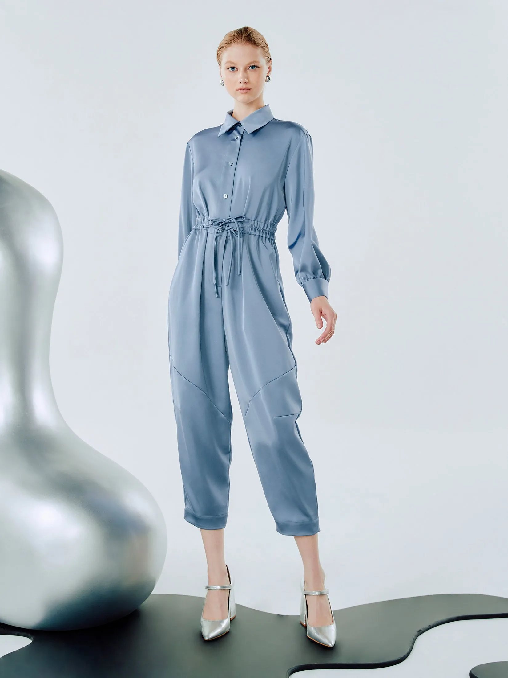 SHAKA Woman Jumpsuit Satin Blue
