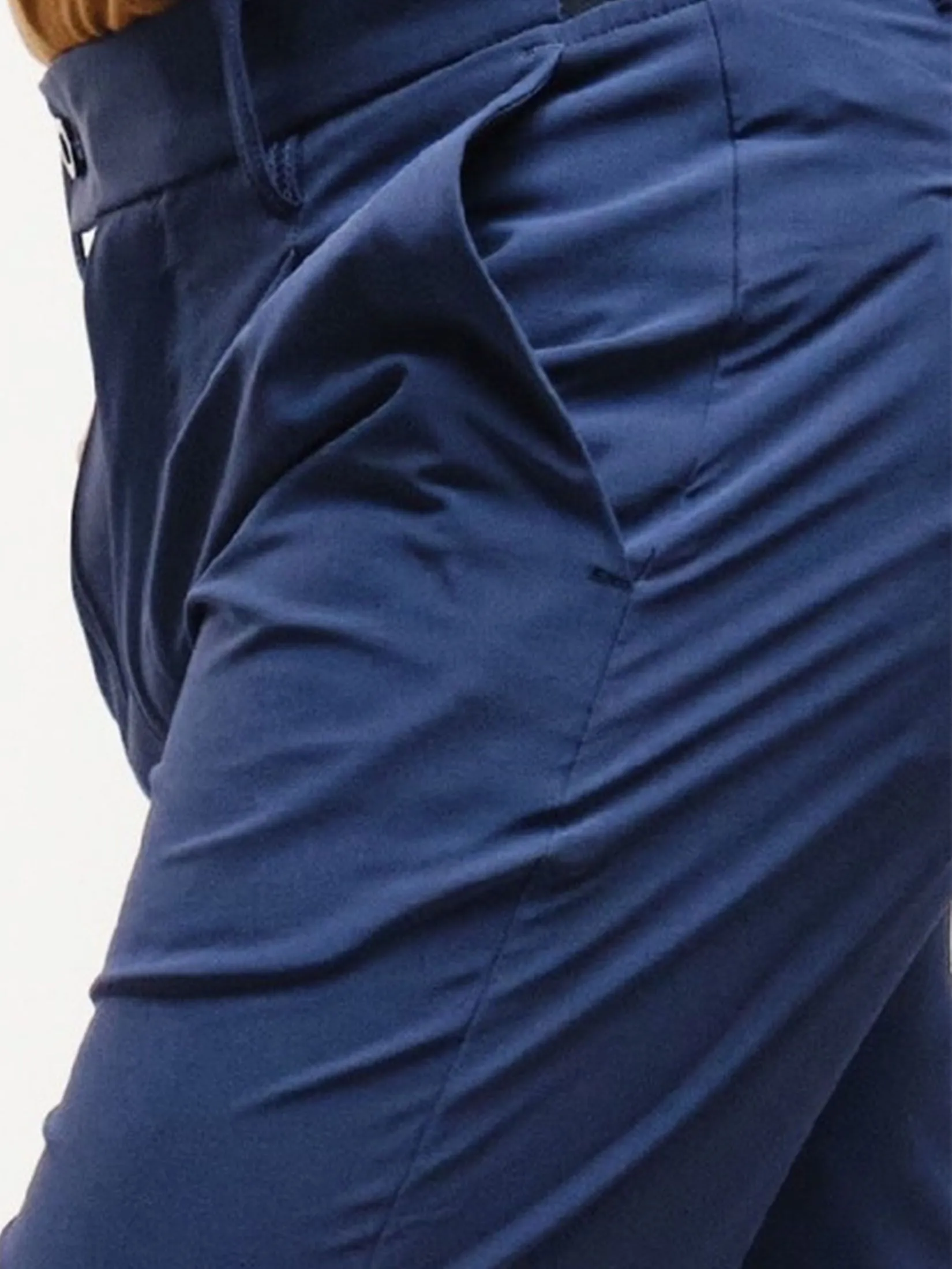 ERA-WON Men's trousers slim straight fit cropped length navy blue