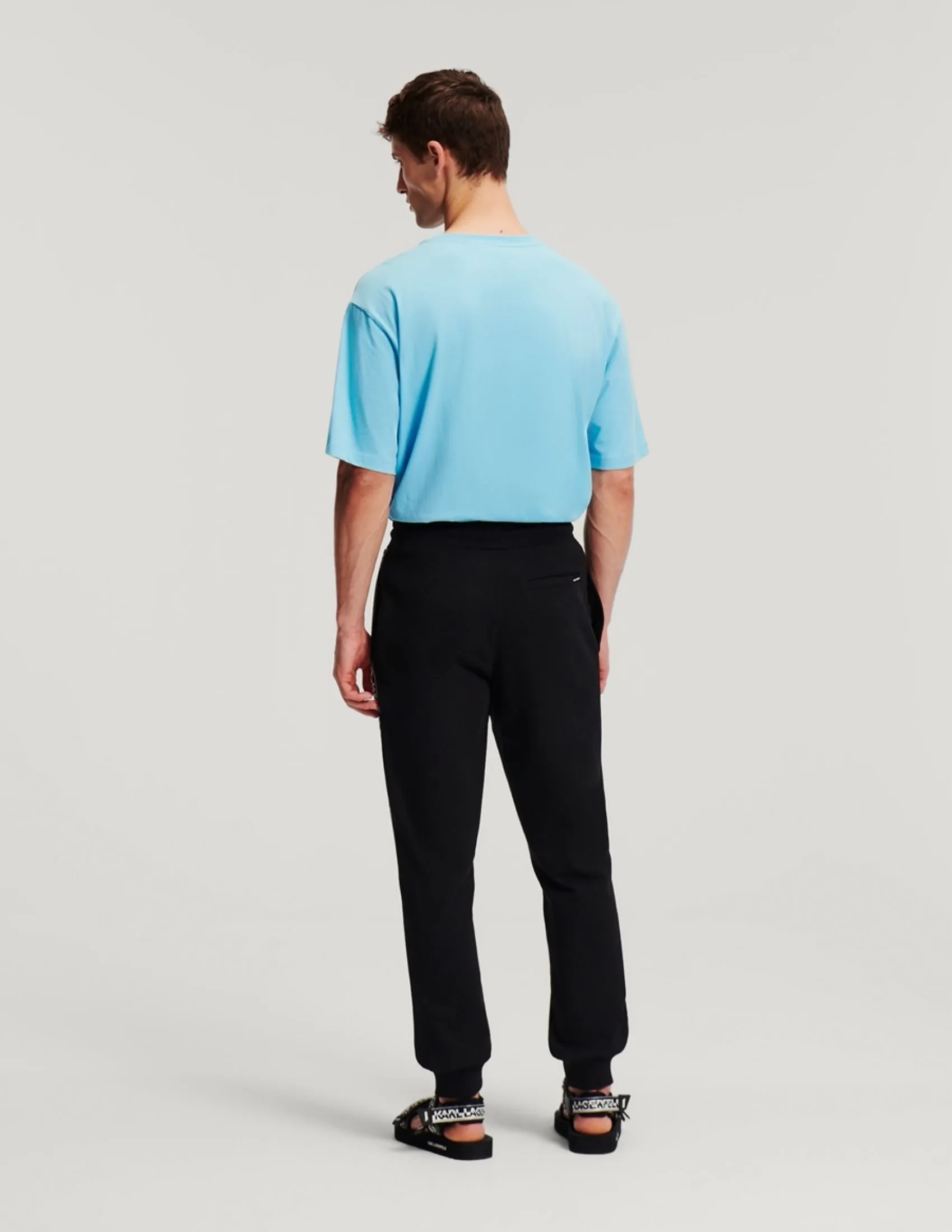 KARL LAGERFELD RTW-1 LOGO KNIT TAPE CUFF MEN SWEATPANTS BLACK