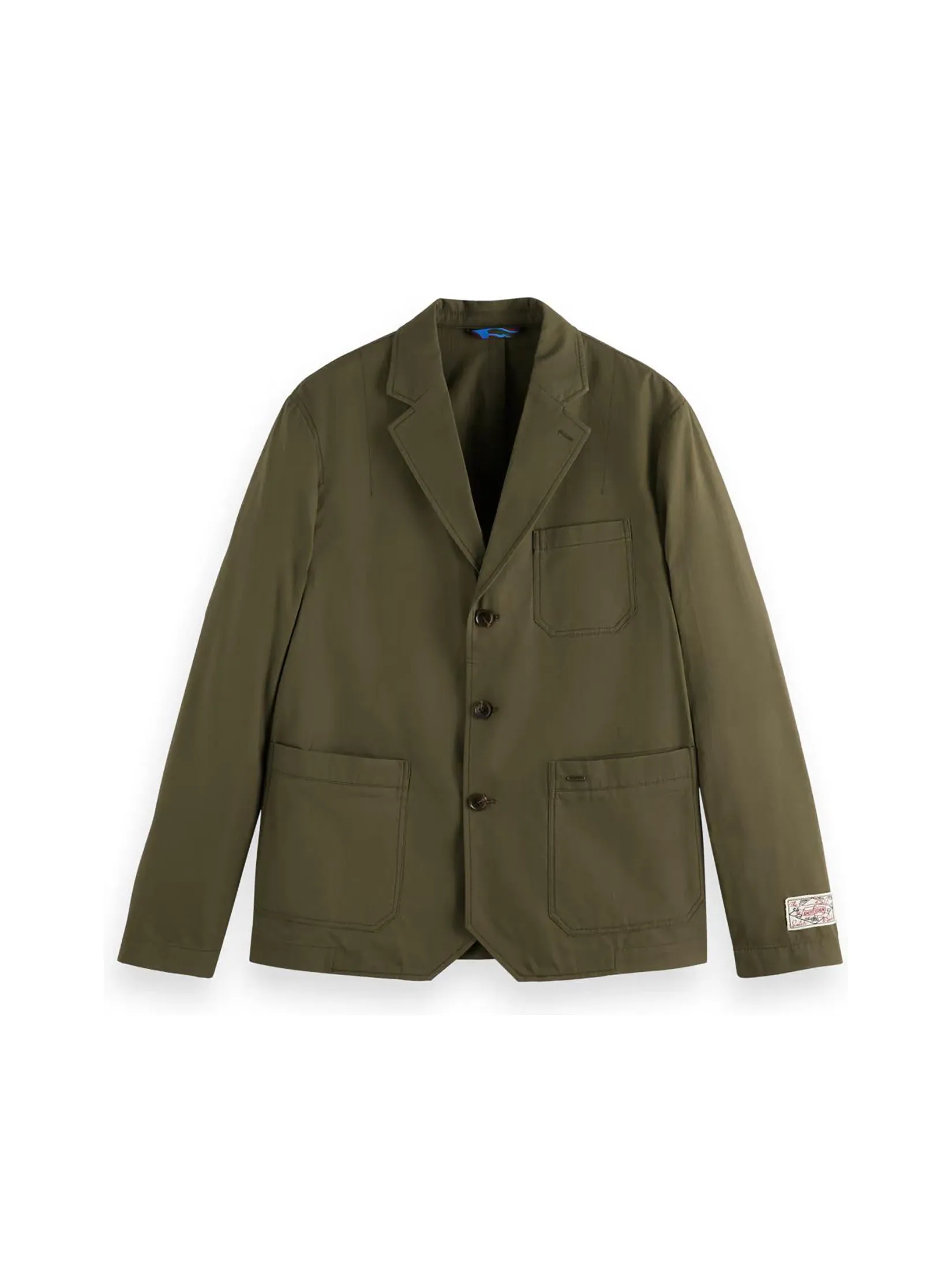SCOTCH&SODA Men Blazer Relaxed Fit Unconstructed Cotton-Ripstop Military Classic Green