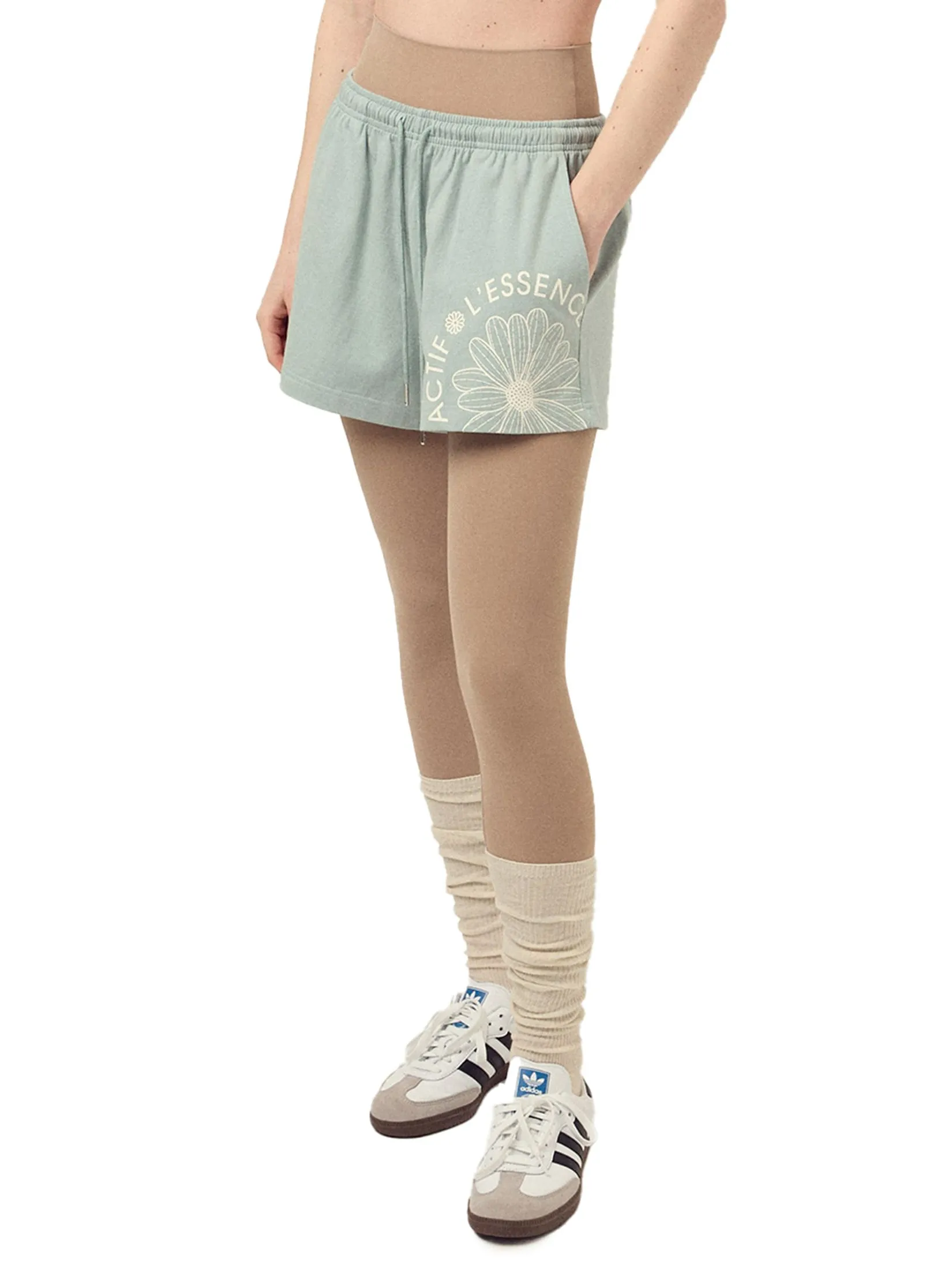 MARDI MERCREDI ACTIF Cotton Shorts Actif Emblem Mint Ivory F