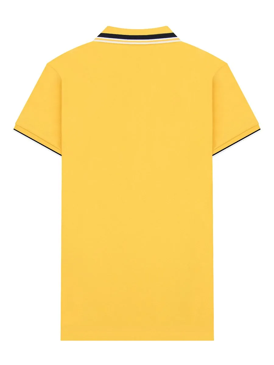 GIORDANO Women's Signature Pique Embroidery Solid Polo Daffodil Yellow