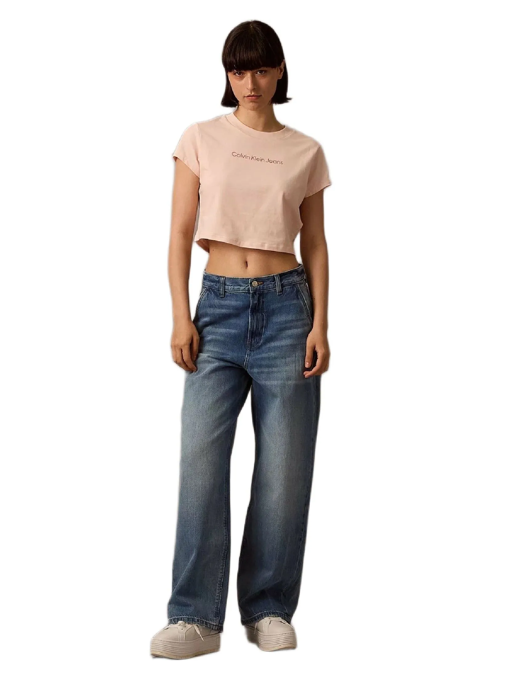 CALVIN KLEIN Women's Baby Short Sleeve T-Shirt Pink Size - S