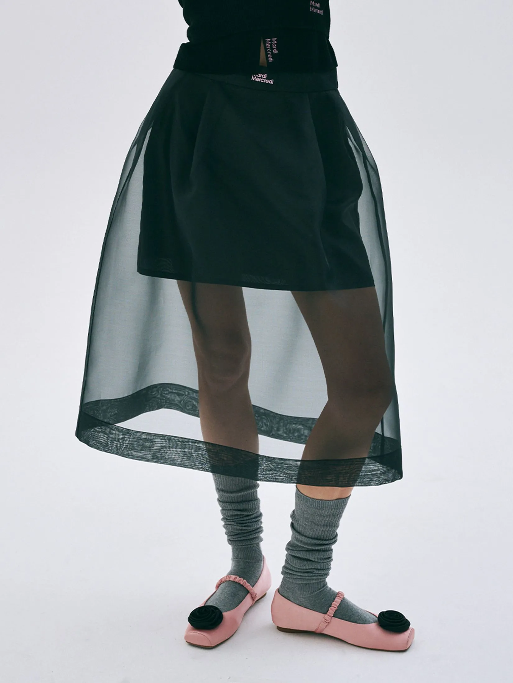 MARDI MERCREDI See-Through Layered Skirt Black M