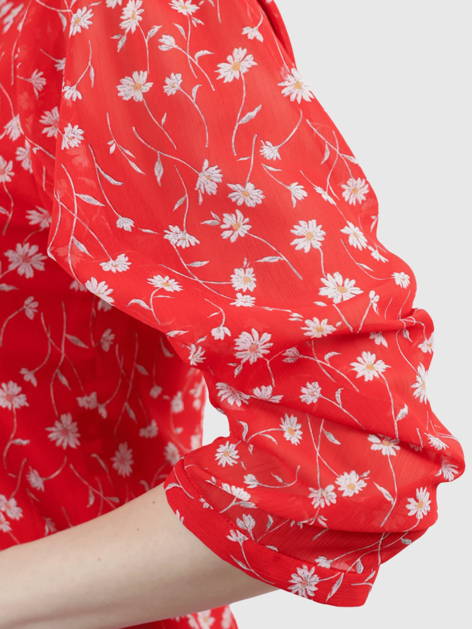 VERONIQA Women Dress Short Sleeves Chiffon Angora Red