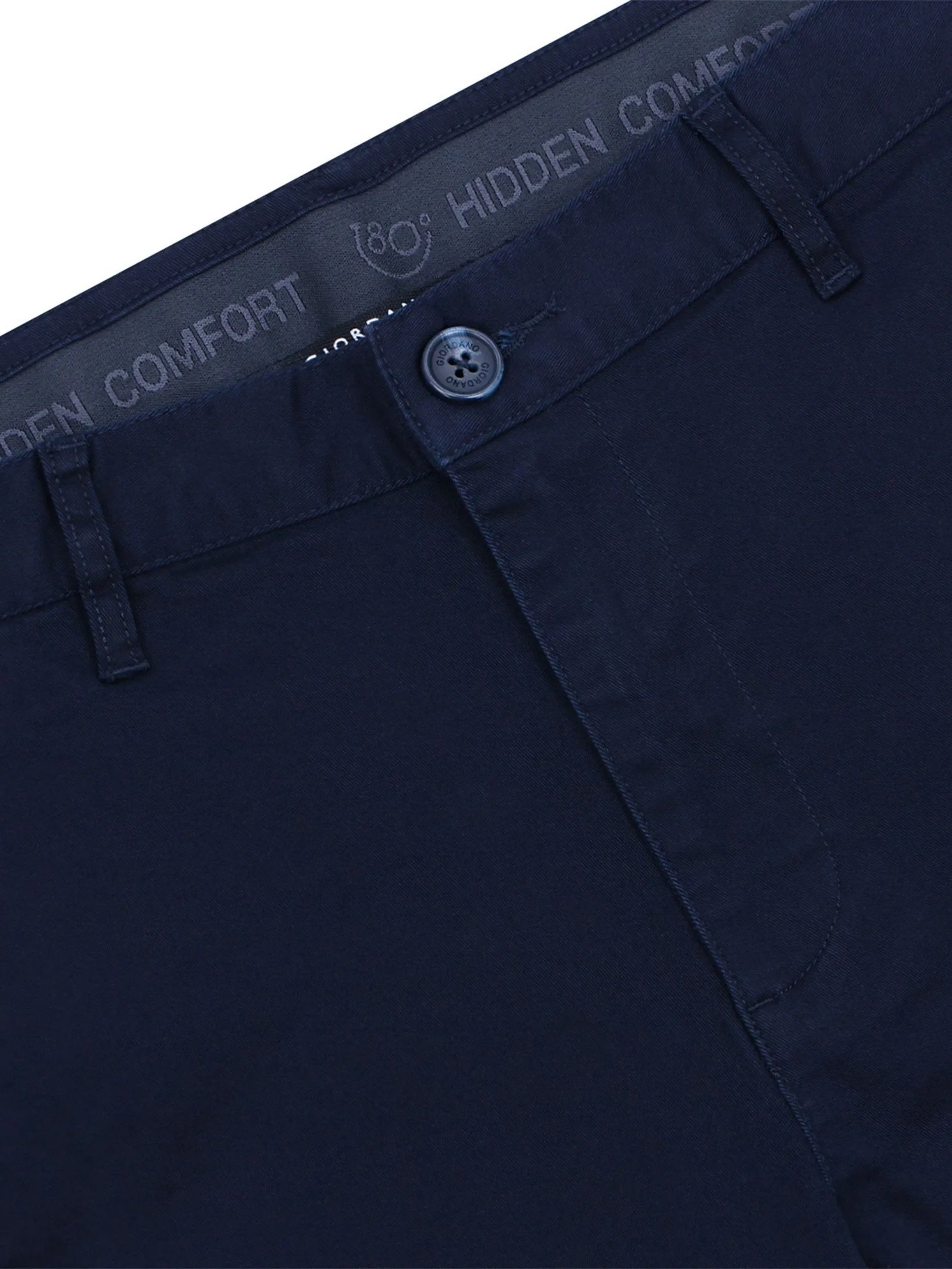 GIORDANO Men's Slim Easy Care Stretch Pants (180° Elastic Waist) Navy