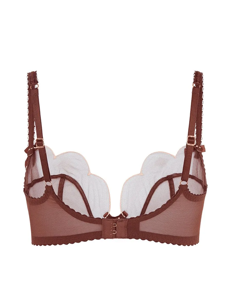 AGENT PROVOCATEUR Women Plunge Underwired Bra Brown And Peach
