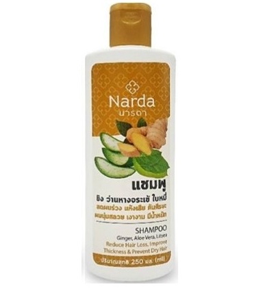 Шампунь для волос с имбирем, алоэ вера и литсеей Narda 250 мл