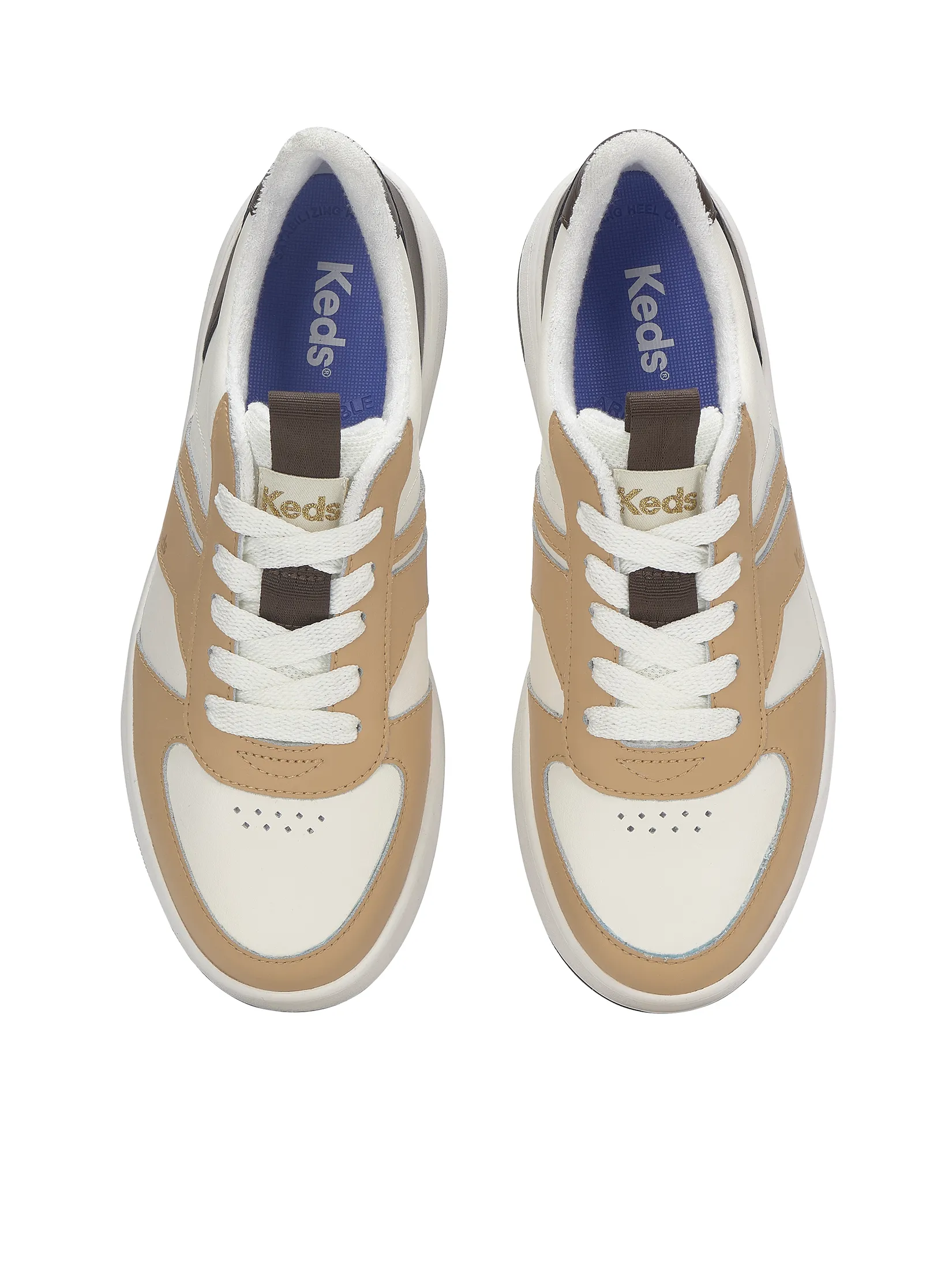 KEDS Women The Court Ii Leather Snow White/ Latte/Coffee
