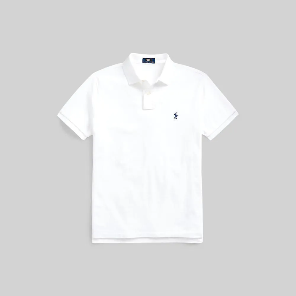 POLO RALPH LAUREN POLO-Custom Slim Fit Mesh Polo Shirt MNPOKNI1N820078 100 WHITE