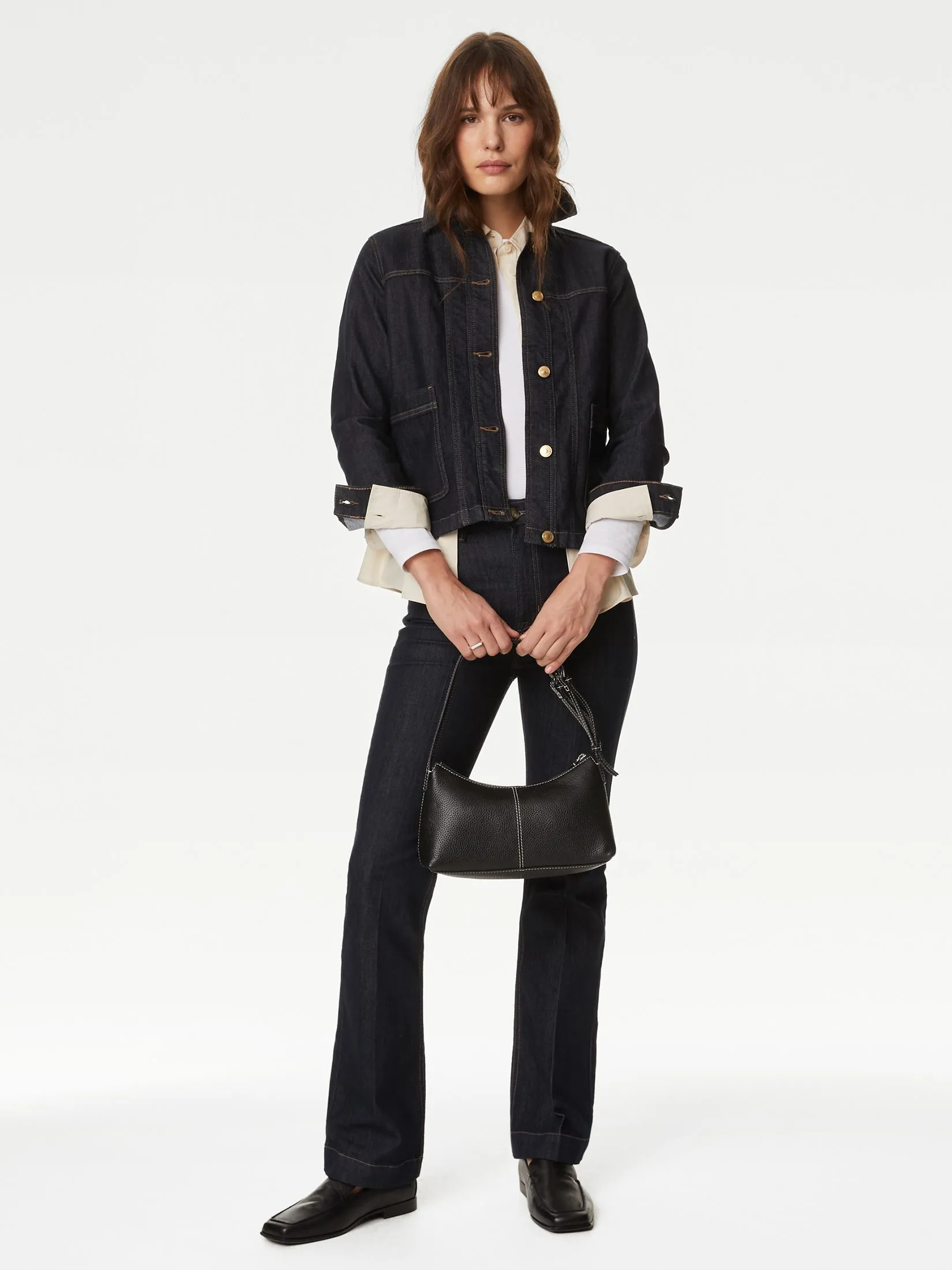 MARKS & SPENCER Women Jacket Cotton Rich Denim Utility Dark Indigo