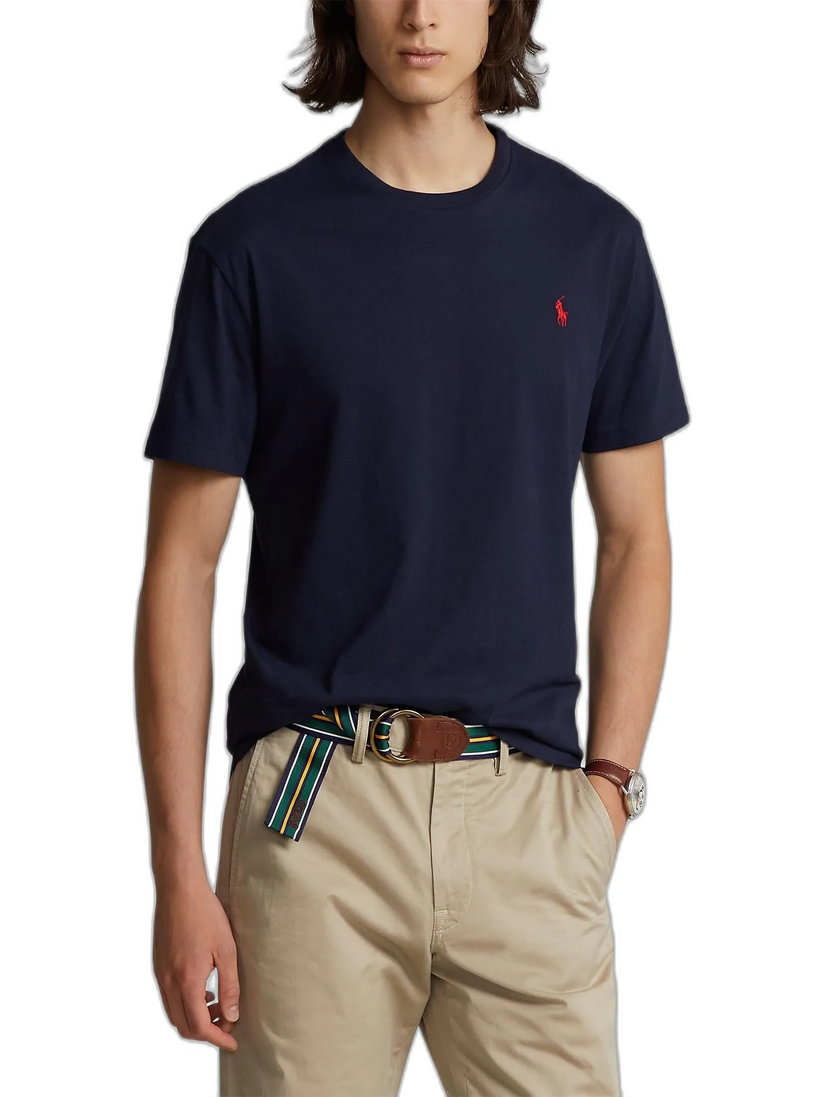 POLO RALPH LAUREN Polo Ralph Lauren TEE-Custom Slim Fit Jersey Crewneck T-Shirt MNPOTSH1N820047 410 NAVY-410