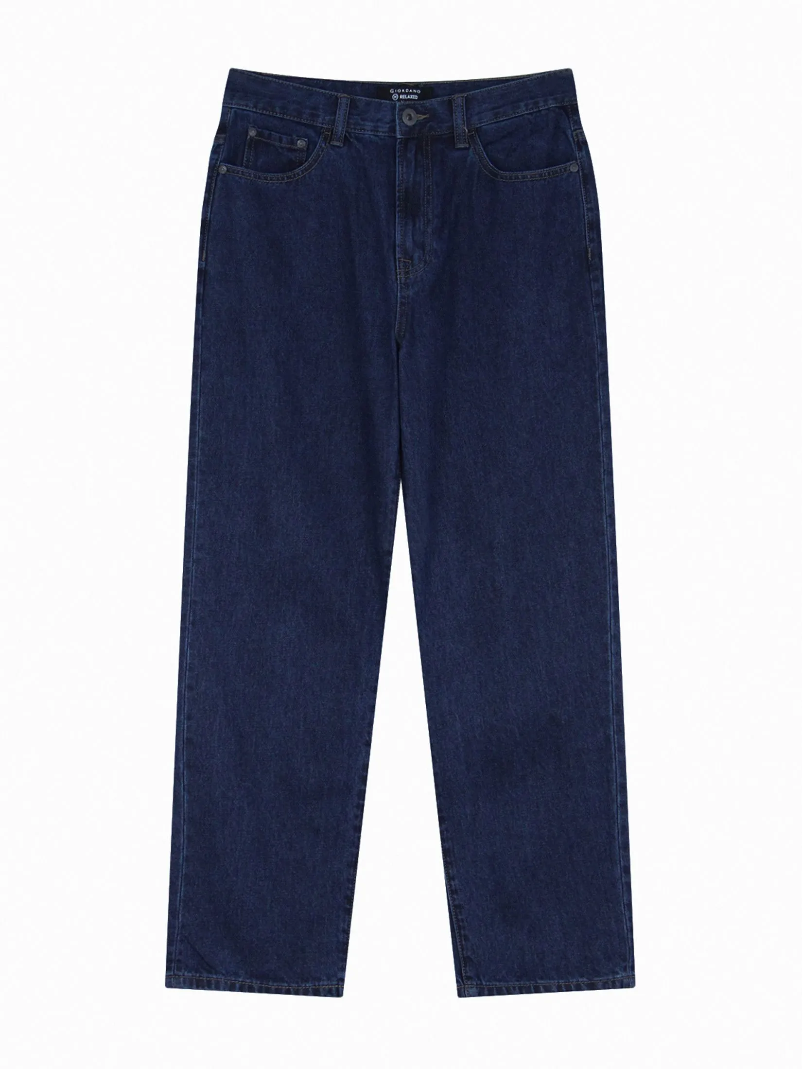 GIORDANO Men's Relaxed Denim Jeans (180° Elastic Waist)  Dark indigo Size - 29 EU