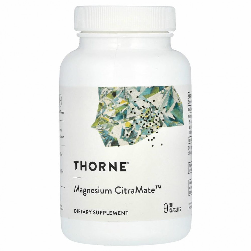 Thorne Research, Magnesium Citramate, добавка с магнием, 90 капсул