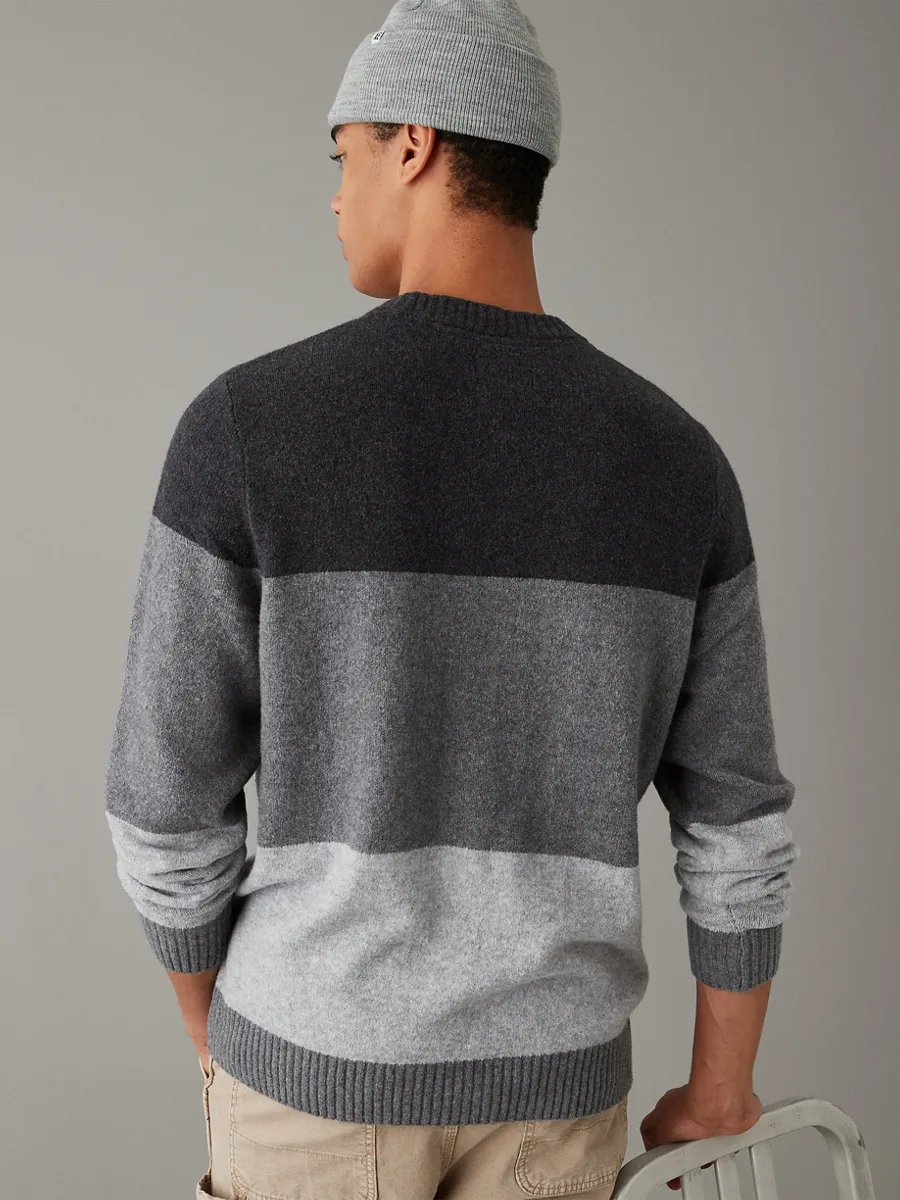 AMERICAN EAGLE MEN  JERSEY STITCH CREW 020 GRAY
