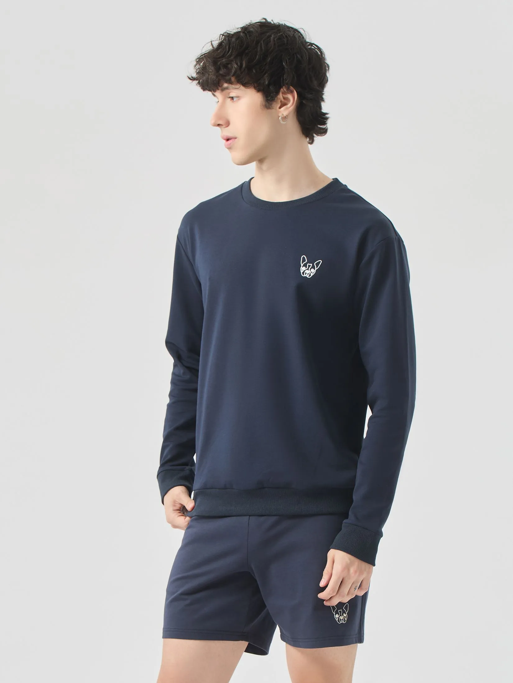 ESP Frenchie Sweatshirt Men Navy Blue