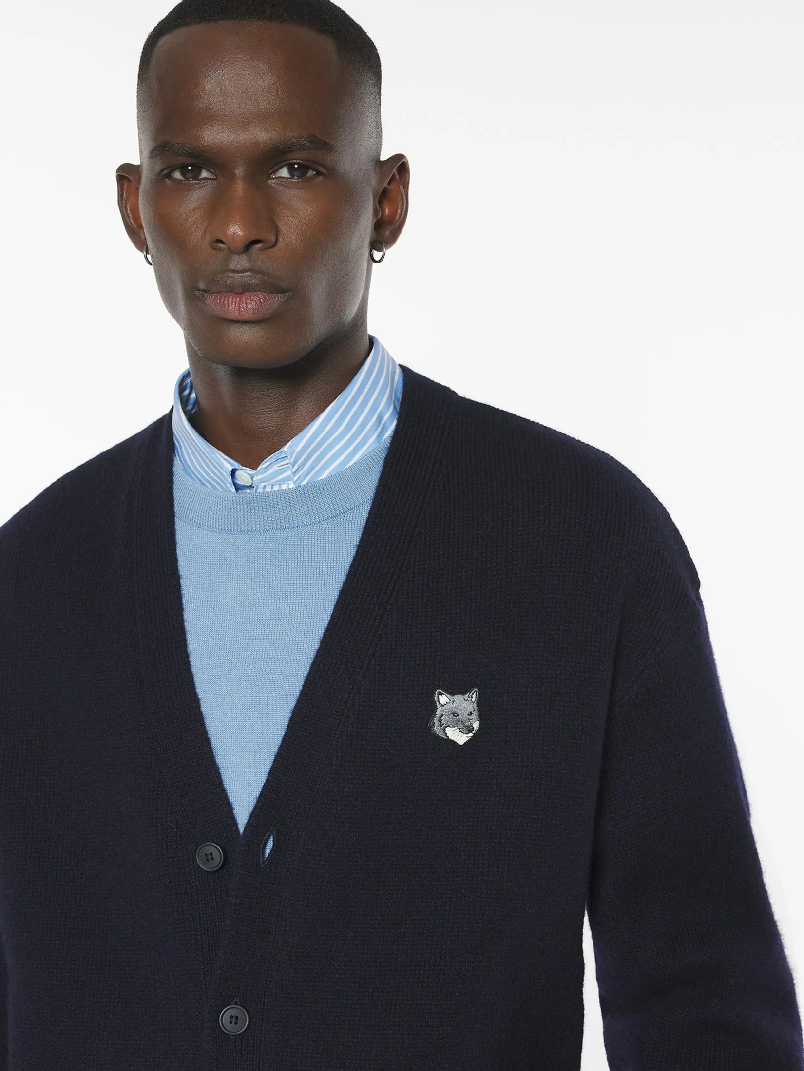 MAISON KITSUNÉ Men Cardigan Fox Head Lambwsool Comfort