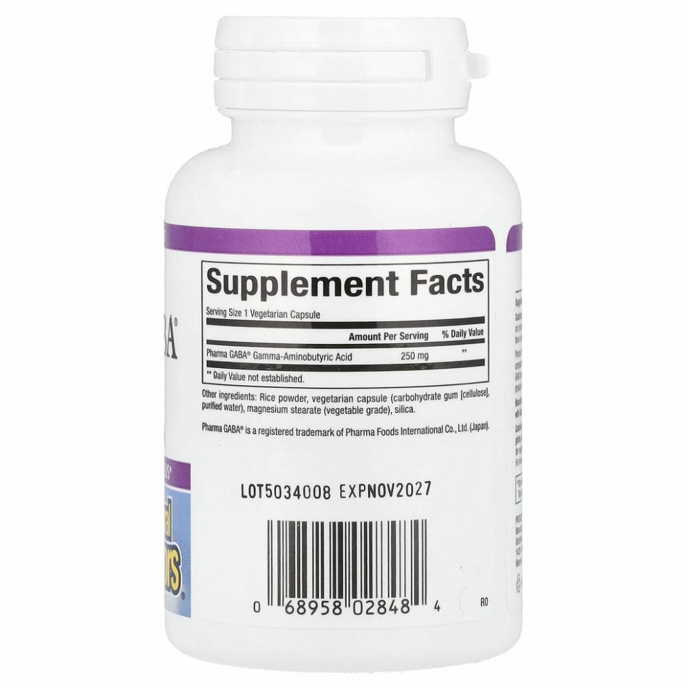 Natural Factors, Stress-Relax, Pharma GABA, 250 мг, 60 вегетарианских капсул