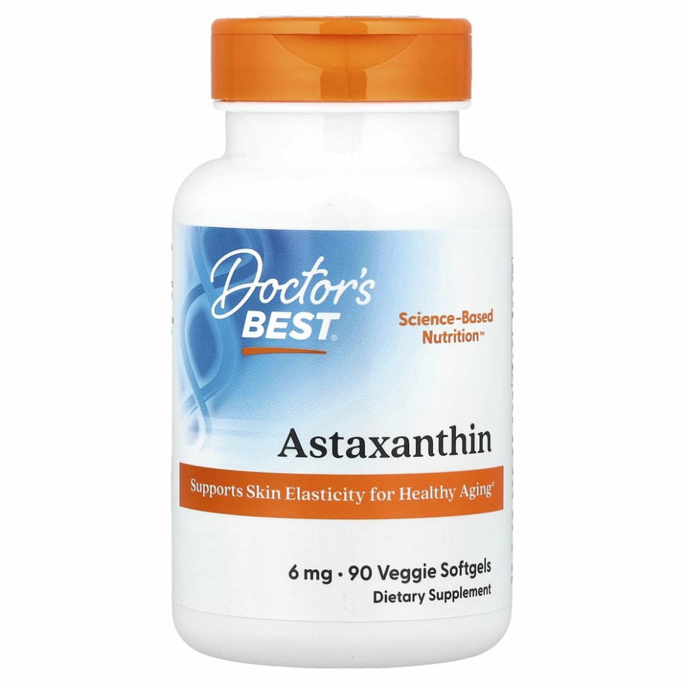 Doctor's Best, астаксантин с AstaReal, 6 мг, 90 растительных капсул