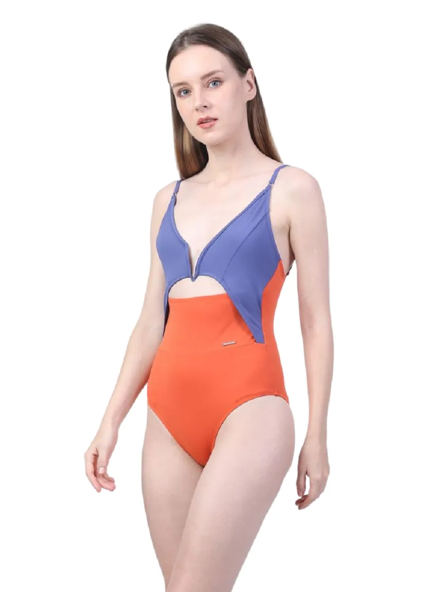 VANESSE WOMEN TWO TONE ONE PIECE SWIMSUIT (029053) BLUE