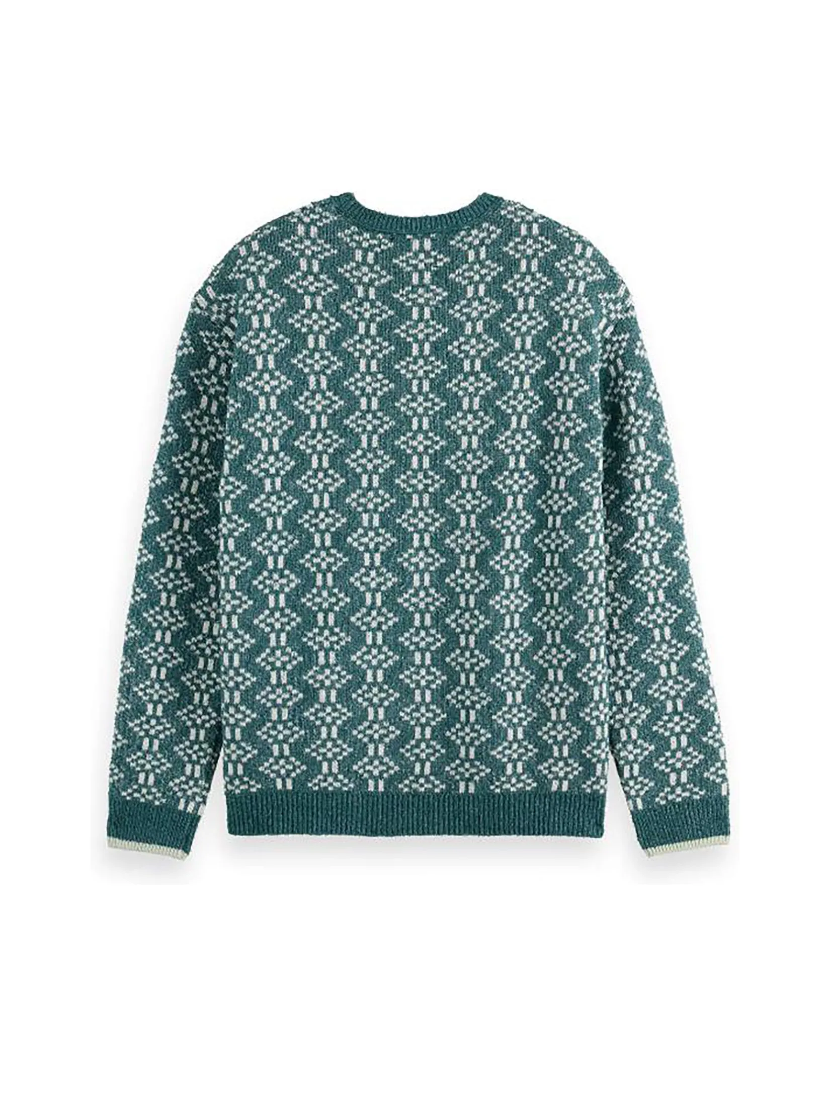 SCOTCH&SODA Men Crewneck Jacquard Extra Drop Shoulder Pitch Green
