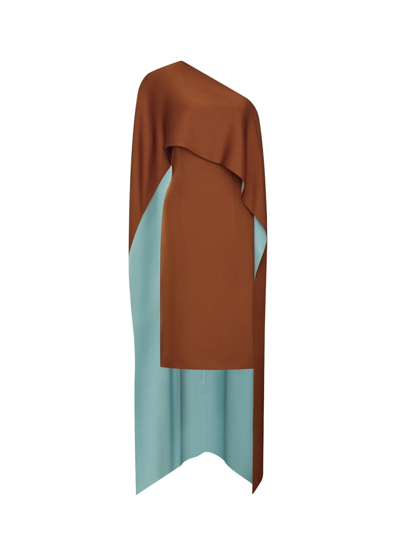 ASAVA ( AW24 ) Isha One-Shoulder Cape Women Dress Brown