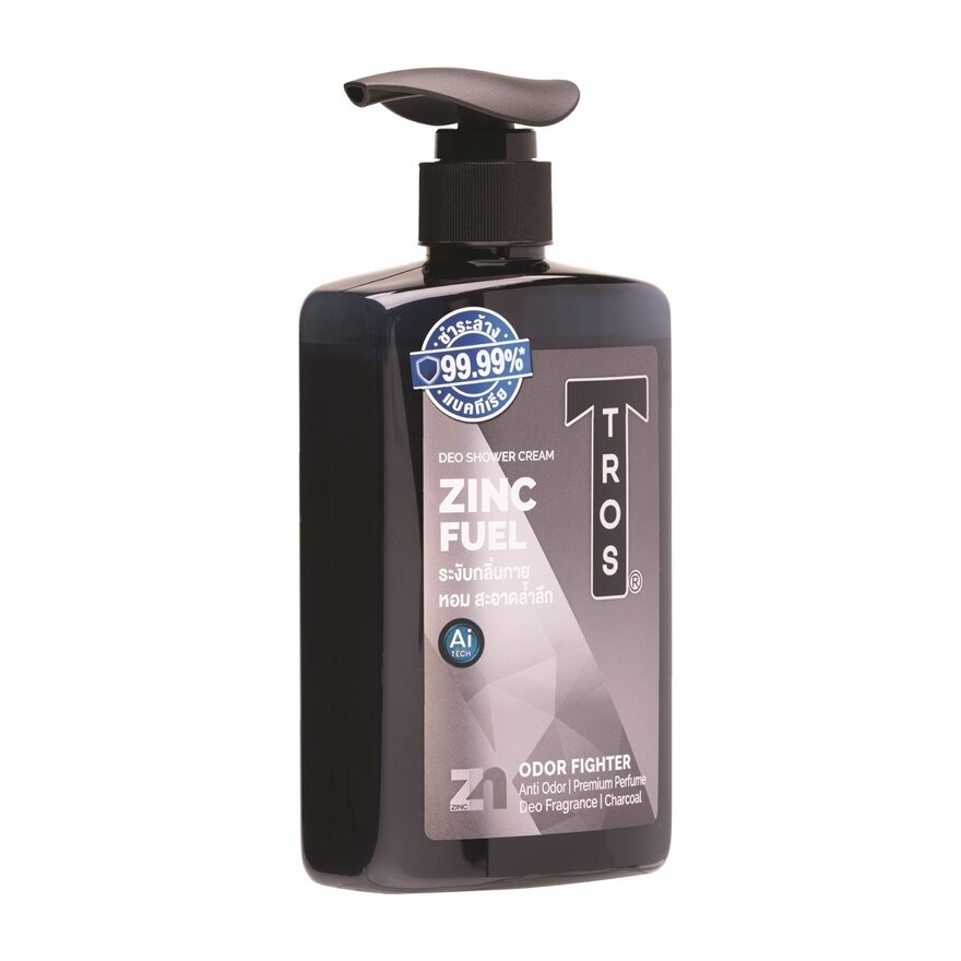 Tros Deo Shower Cream Zinc Fuel  Charcoal 450 Ml. ครีมอาบน้ำ ระงับกลิ่นกาย