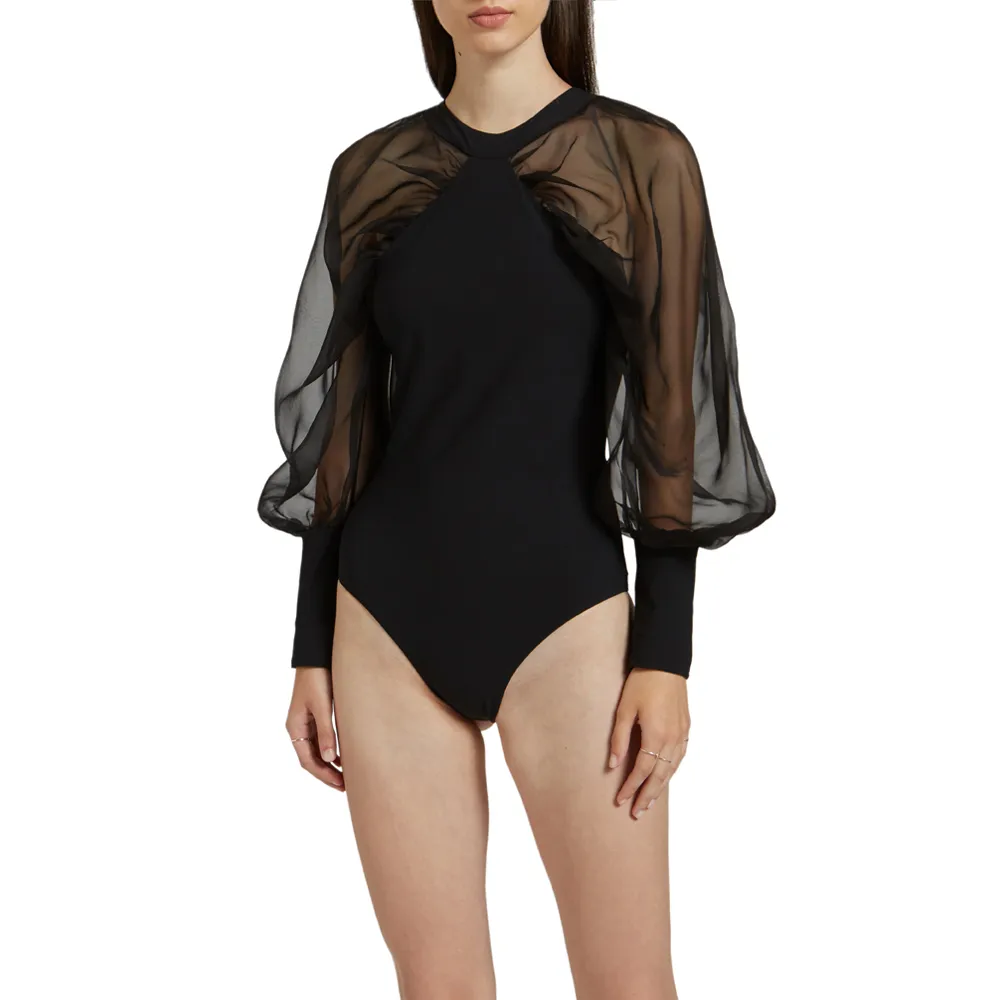 ANGELYS BALEK BLACK PUFF SLEEVE WOMEN BODYSUIT Size - S