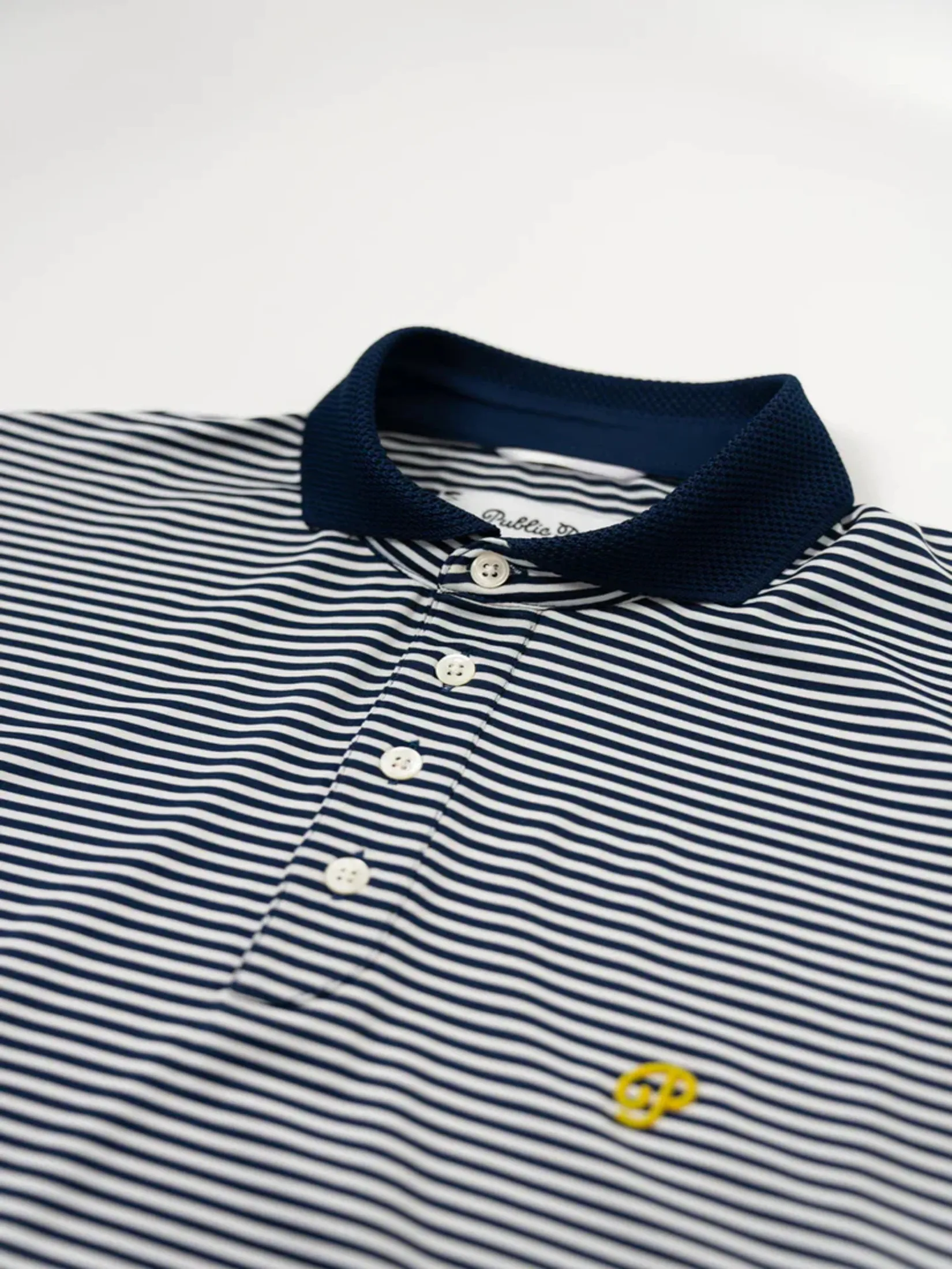PUBLIC DRIP ATHLETE POLO STRIPE IN NAVY/WHITE