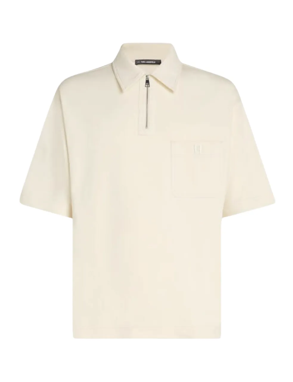 KARL LAGERFELD KL ZIP-UP MEN POLO W/ POCKET CANNOLI CREAM Size - S