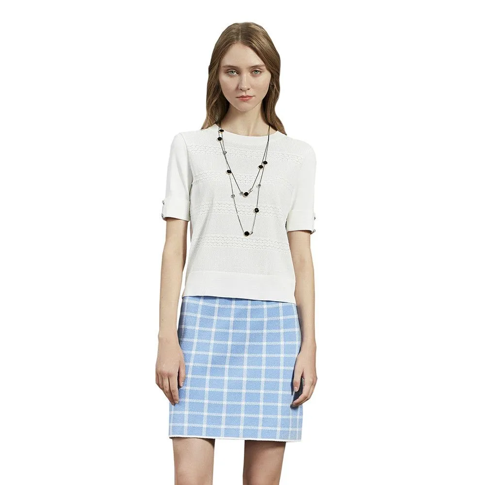 JESSICA CRYSTAL BLUE / OFF WHITE LOOP YARN SKIRT